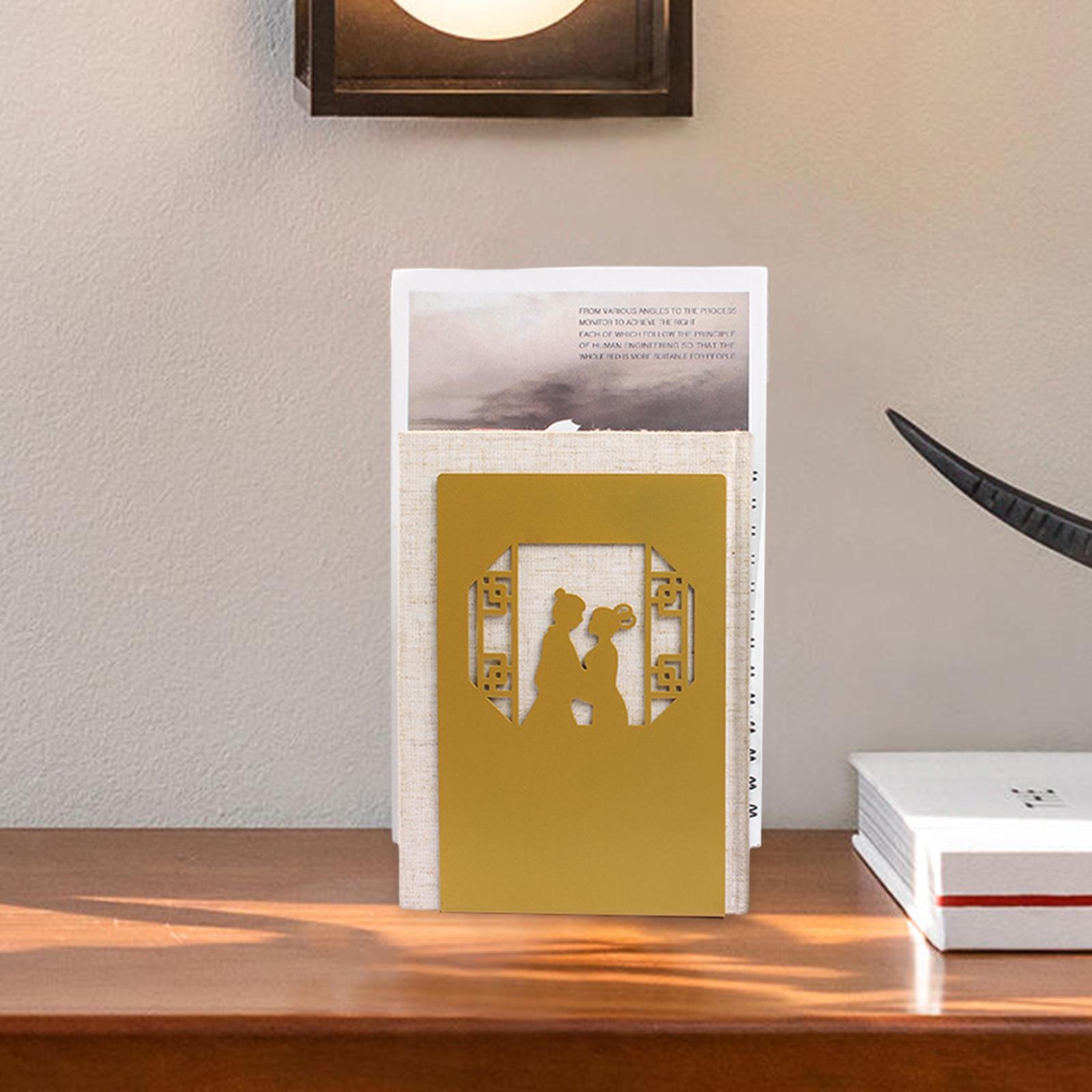 Bookshelf Book Support Organizer Metal Bookends for Magazines Office Shelves Window and Couple