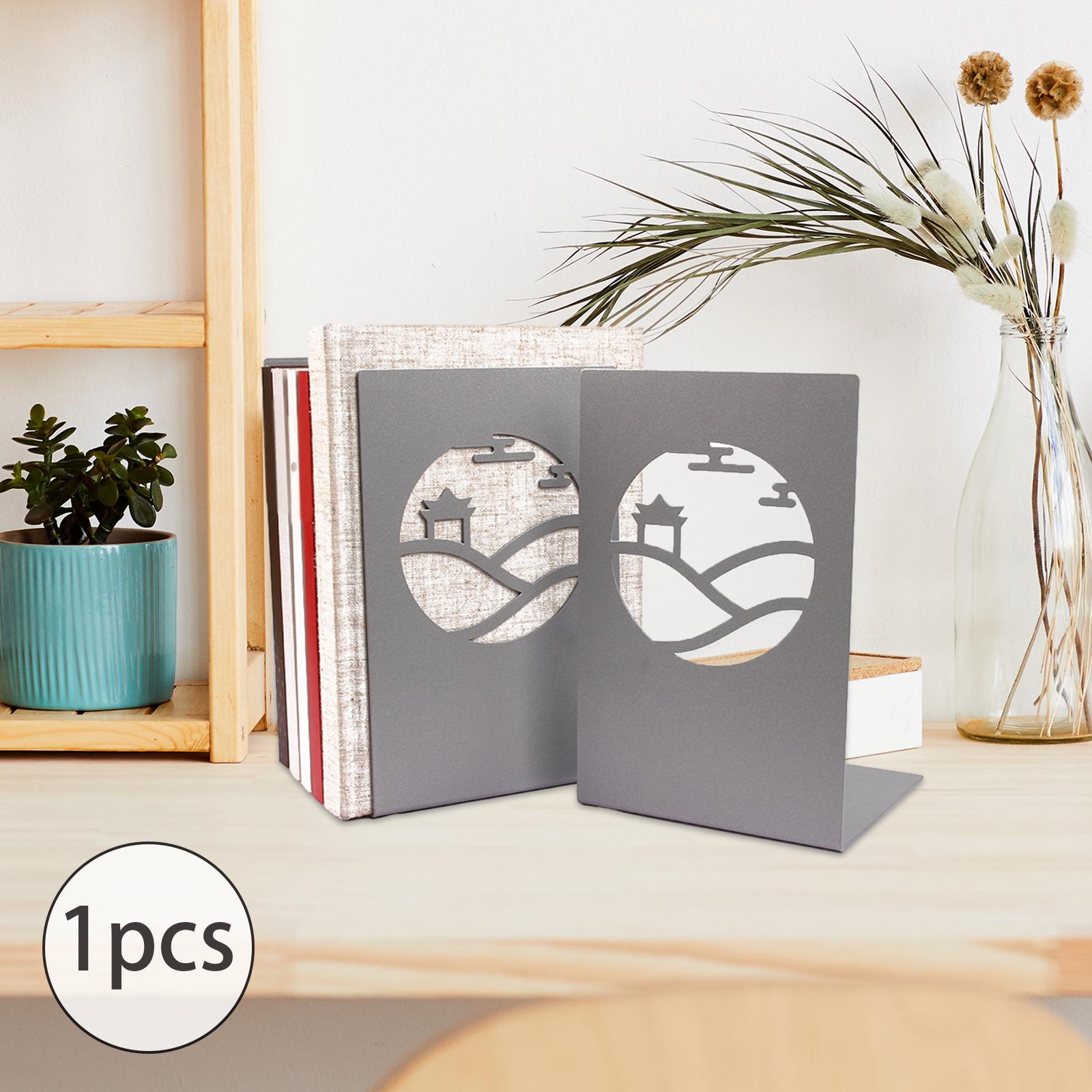 Metal Bookends Decorative Organizer Book Stoppers for Shelves Office Bedroom Style F