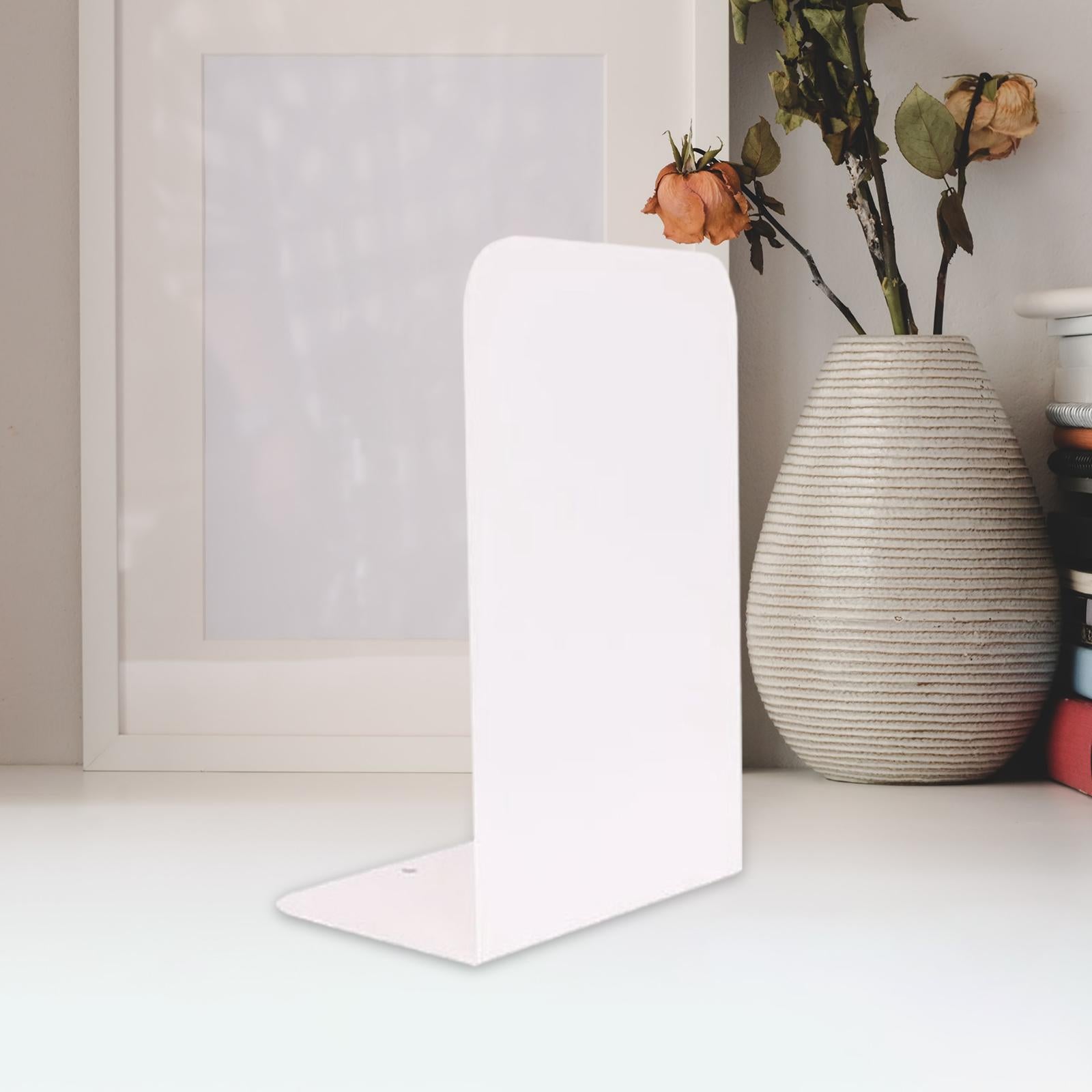 Decorative Bookends Heavy Duty Organizer Book Holder for Shelves Desk Office Pure White