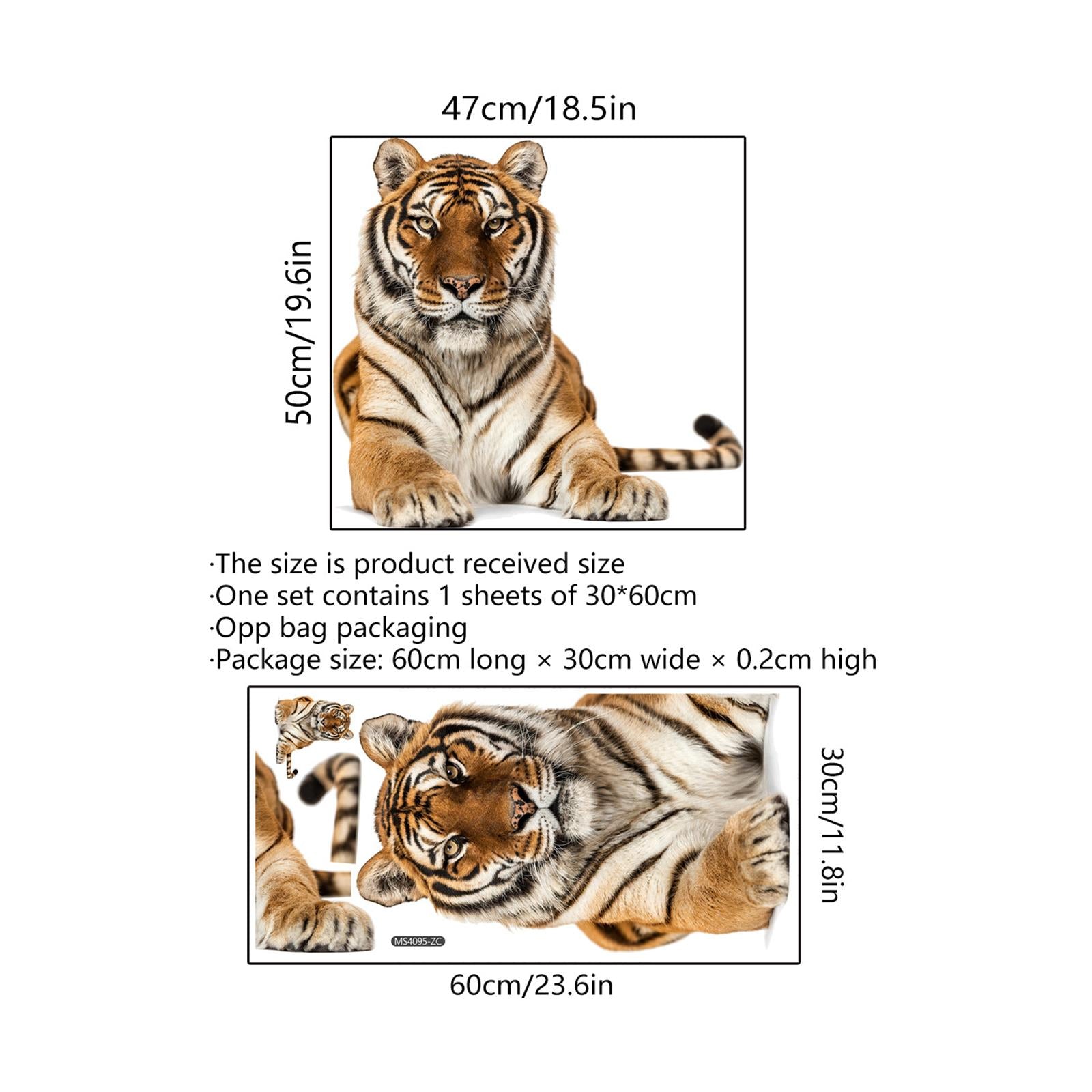 Tiger Wall Decor Durable DIY Art Wall Decor Mural for Party Room Living Room