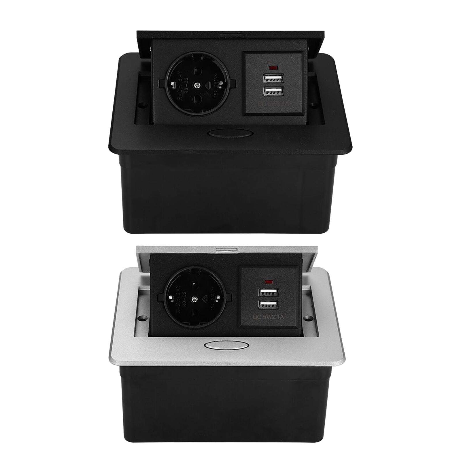 Recessed Electrical Adapters Desktop Plug Base for Side Table Office Durable Silver