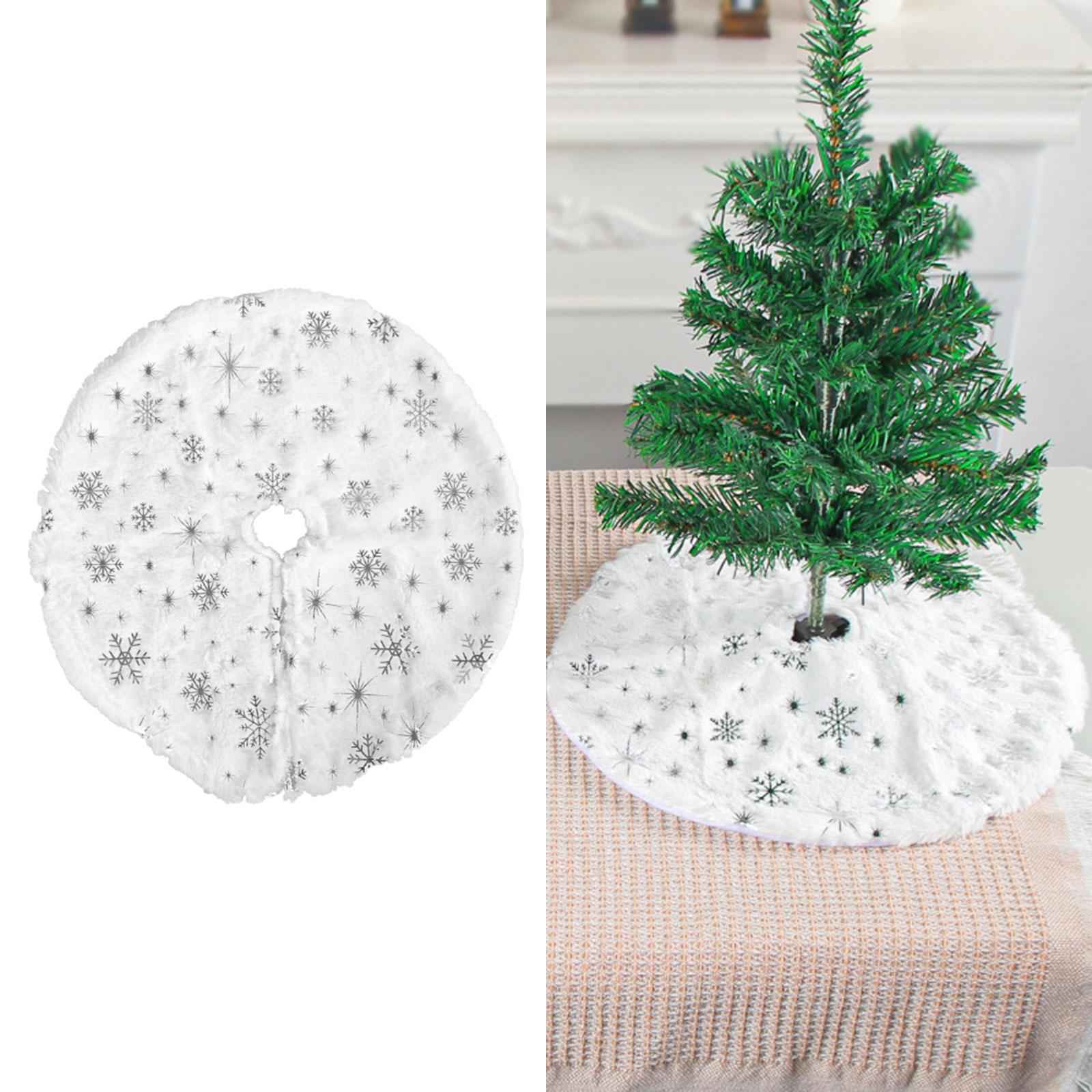 Christmas Tree Skirt Tree Mat for Home Decor Xmas Party Outdoor Indoor Snowflake Silver