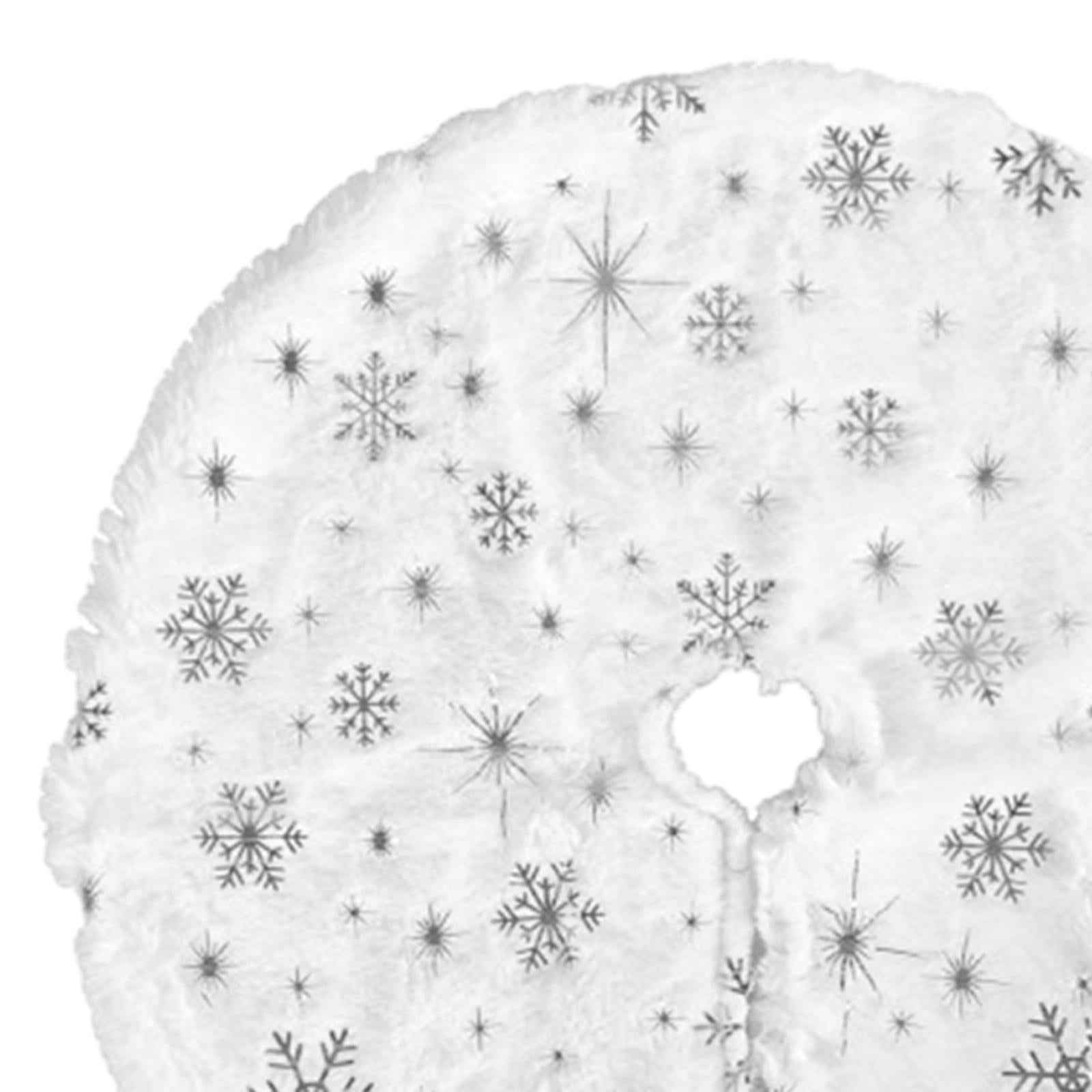 Christmas Tree Skirt Tree Mat for Home Decor Xmas Party Outdoor Indoor Snowflake Silver