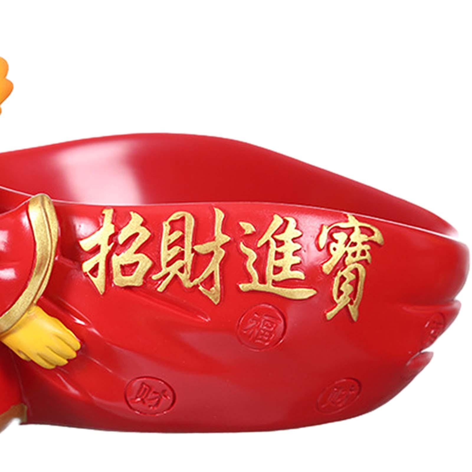 Dragon Sculpture with Storage Tray Creative Ornament for Entrance Shelf Home style B