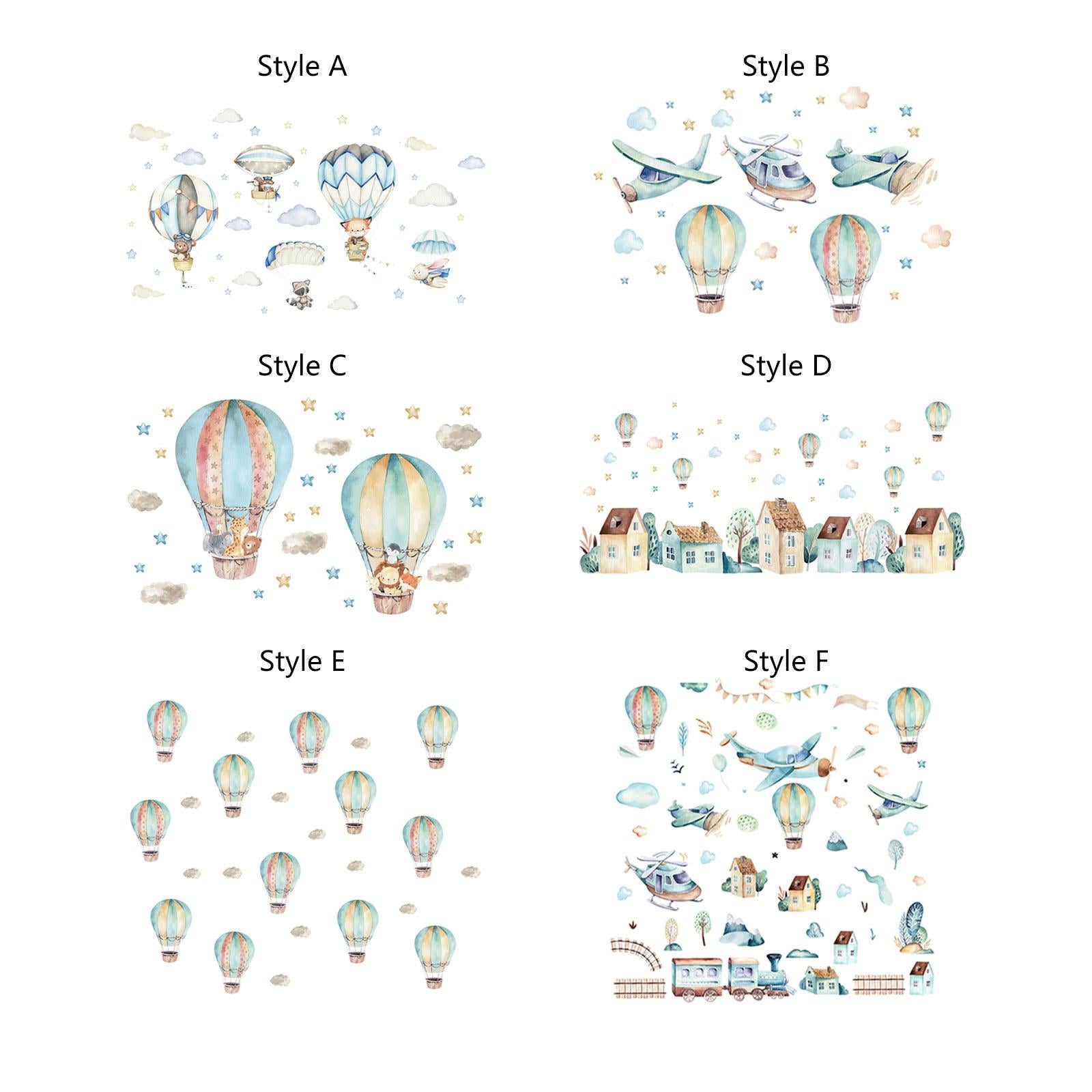 Hot Air Balloon Wall Sticker Wallpaper for Living Room Bedroom Sofa Backdrop Style A