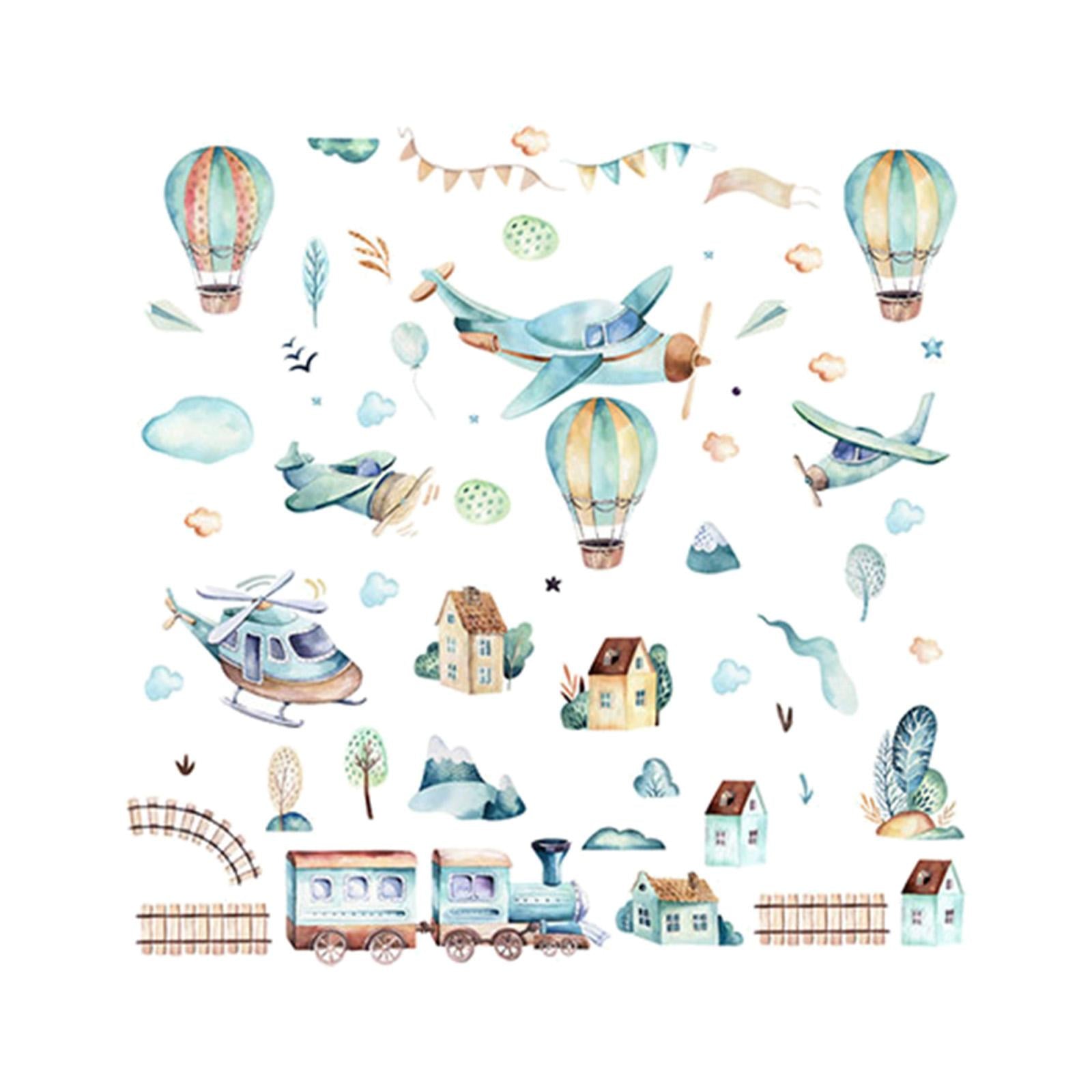Hot Air Balloon Wall Sticker Wallpaper for Living Room Bedroom Sofa Backdrop Style F