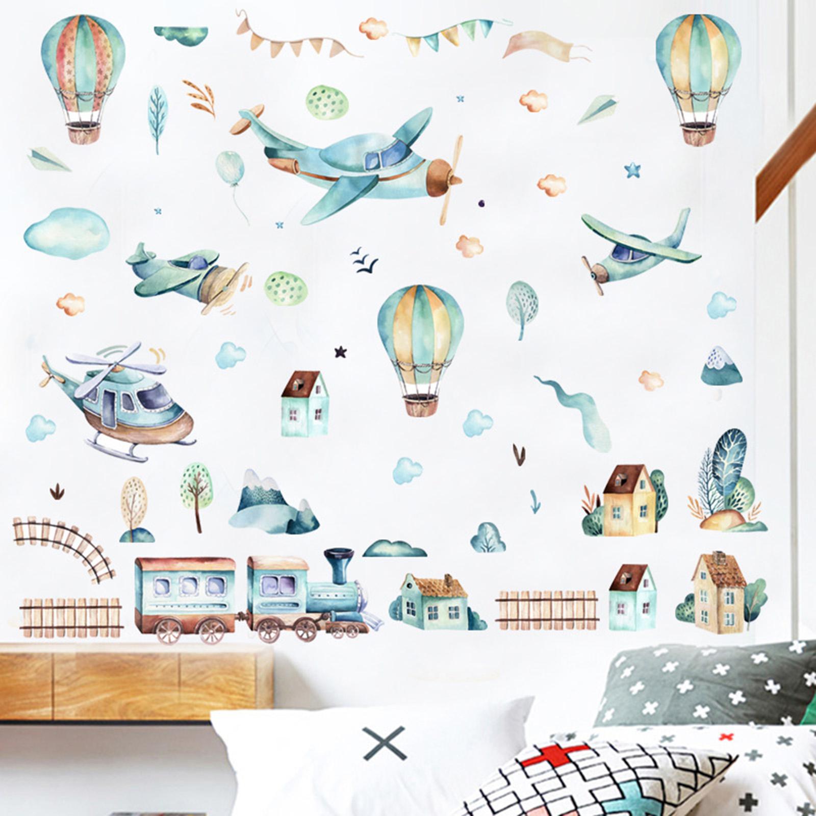 Hot Air Balloon Wall Sticker Wallpaper for Living Room Bedroom Sofa Backdrop Style F