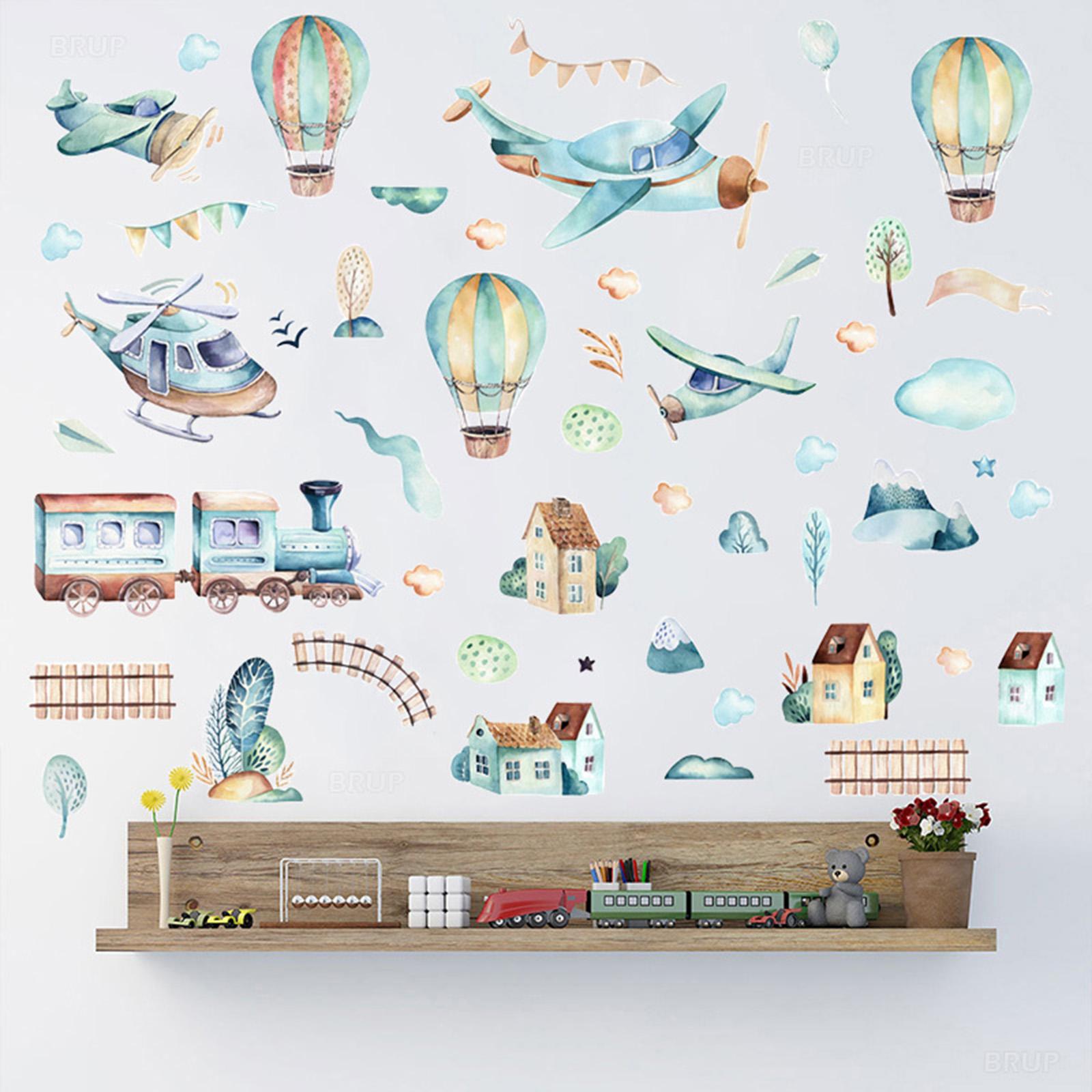 Hot Air Balloon Wall Sticker Wallpaper for Living Room Bedroom Sofa Backdrop Style F