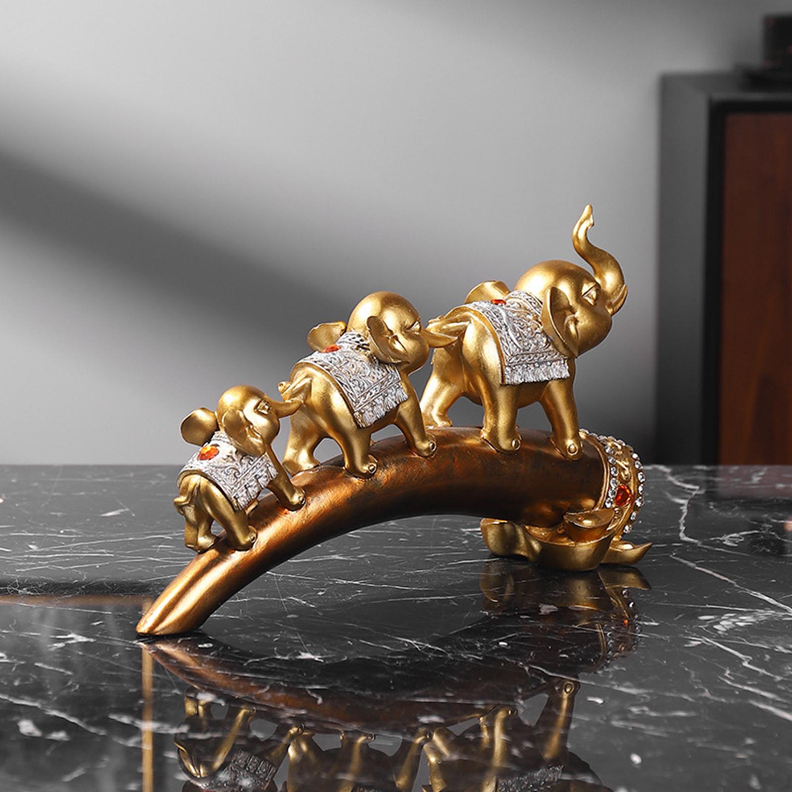 Elephant Statues Collectible Animal Sculpture for Tabletop Arrangement Decor