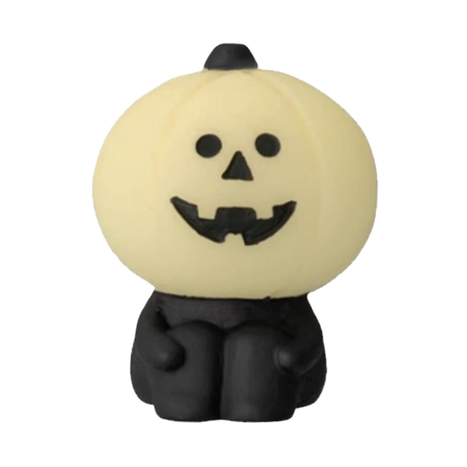 Miniature Pumpkin Figurine Halloween Decoration for Desktop Shelf Decoration White and Black
