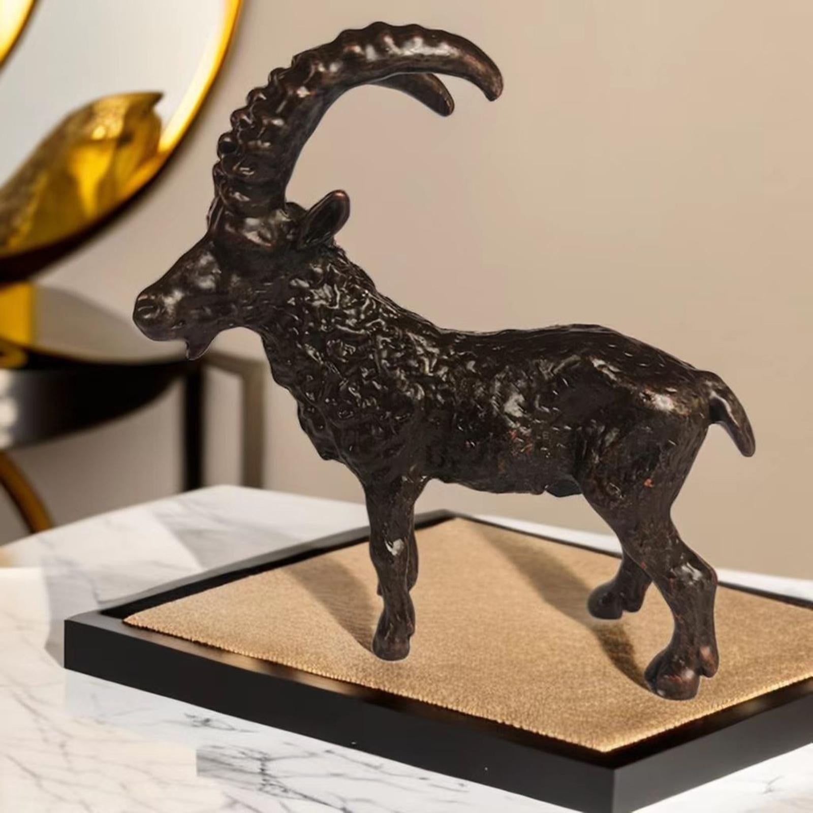 Brass Sheep Figurine Statue Gift Collectible Porch Patio Lawn Sheep Figurine