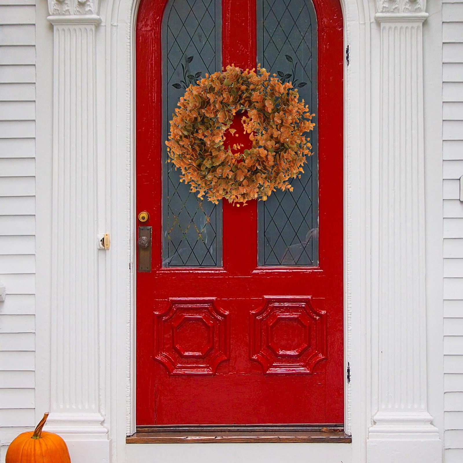 Artificial Fall Wreath Fall Eucalyptus Wreath for Windows Front Door 45cmx45cm