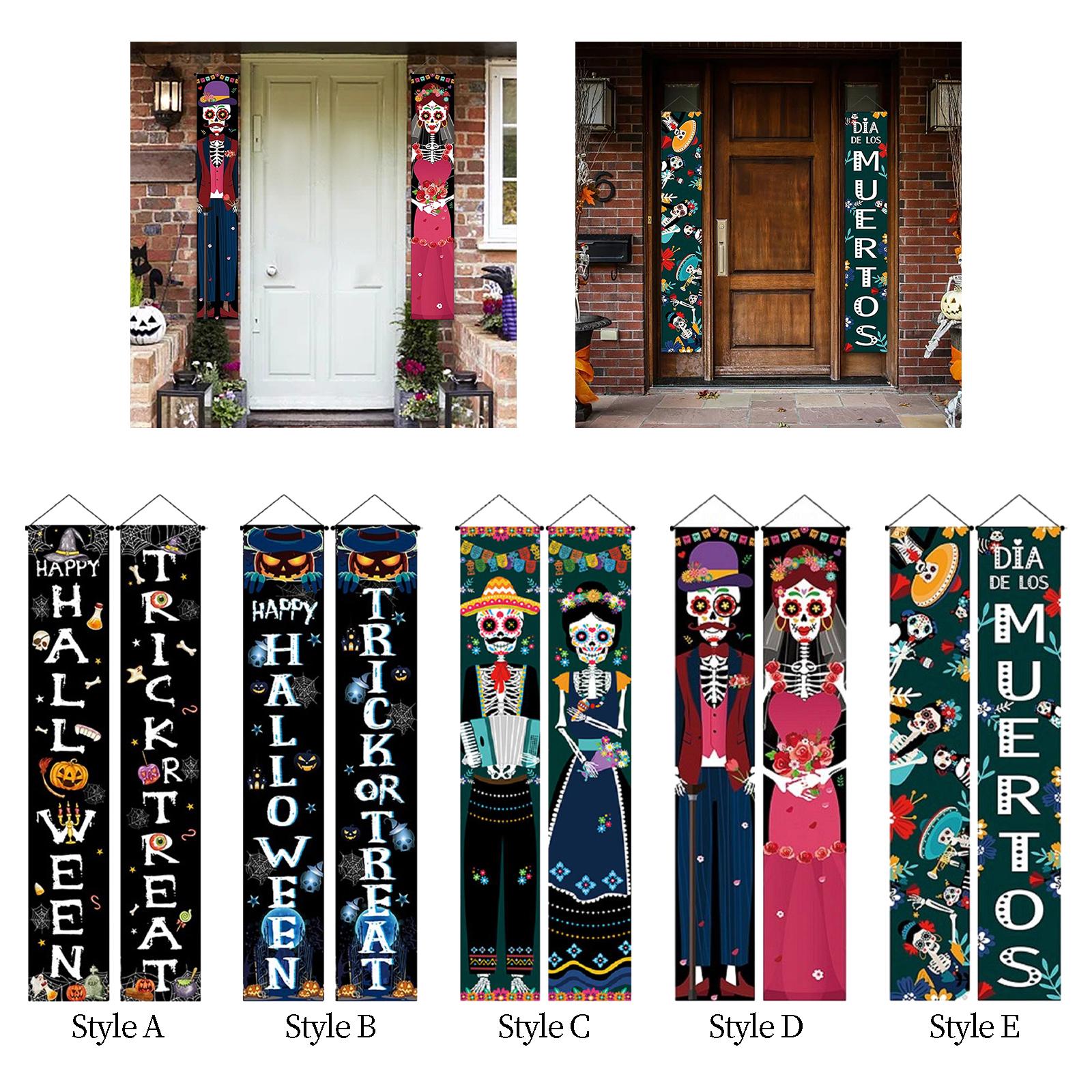 Hanging Durable Scary Creative Halloween Banner for Front Door Holiday Decor Style A