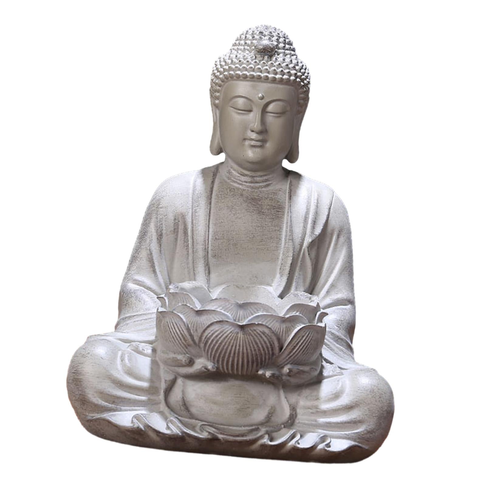 Lotus Buddha Statue Candle Holder Decorative Prop Hand Carved Resin Figurine Big
