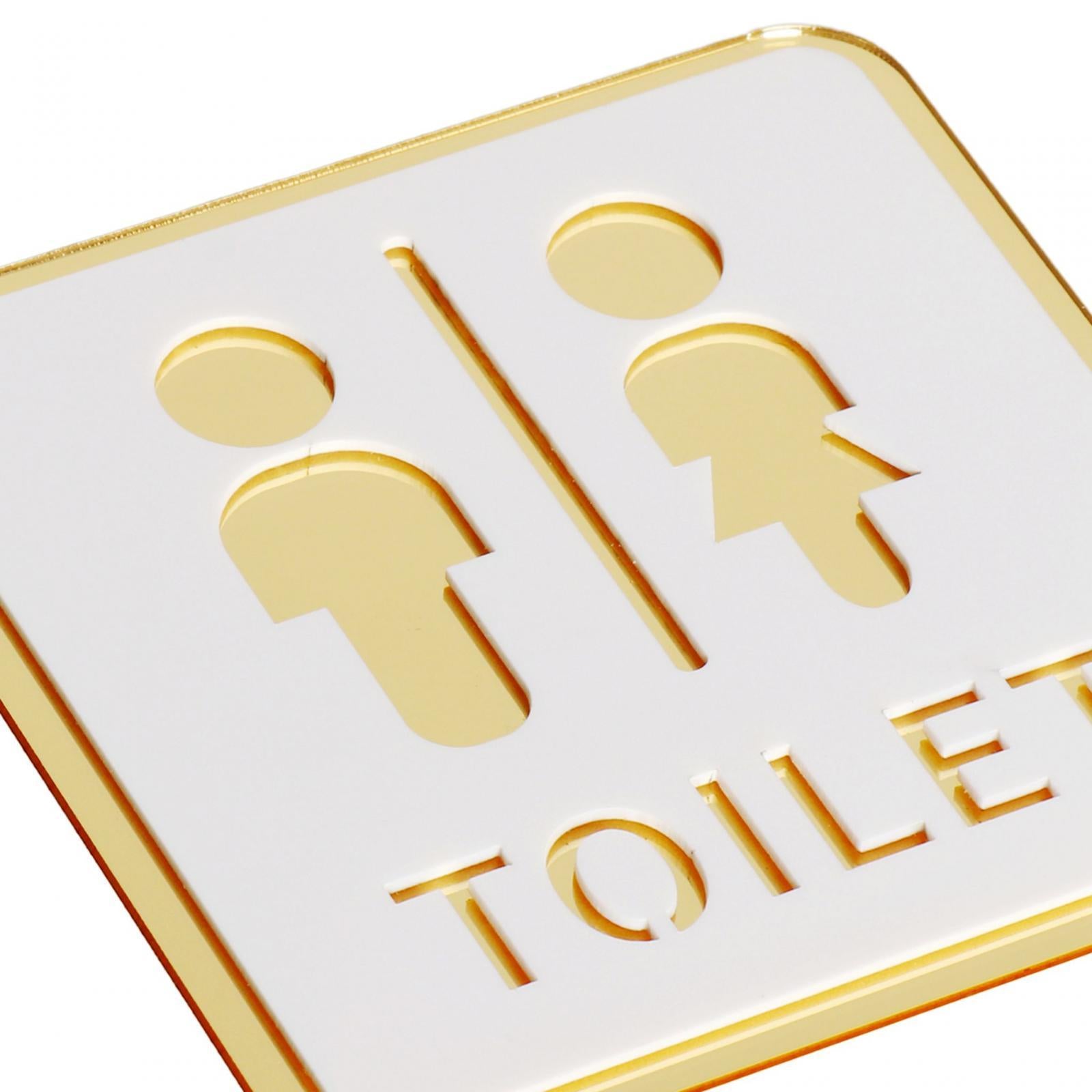 2xSquare Bathroom Sign Acrylic Washroom Plaque for Business Office Sturdy Style A