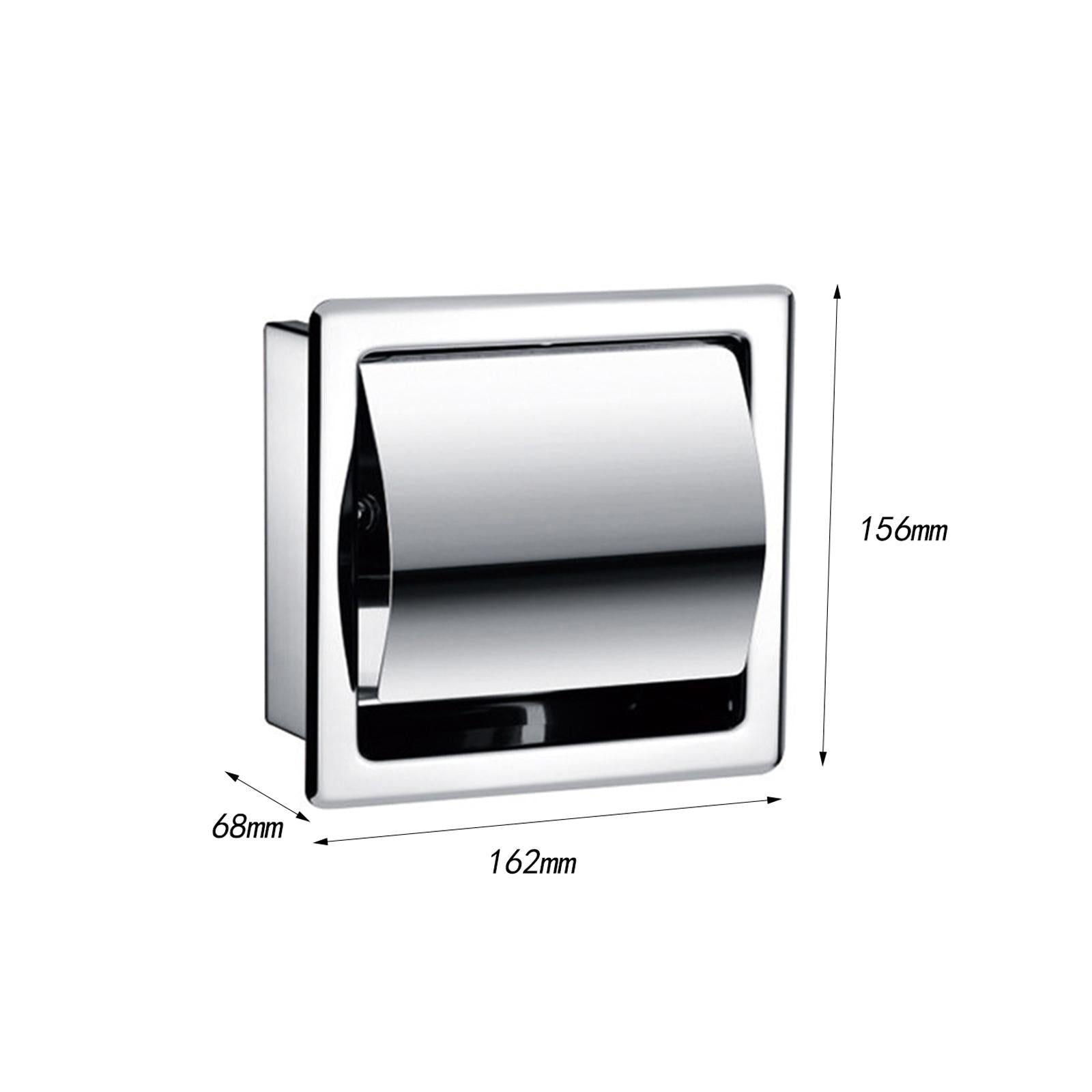 Recessed Toilet Paper Holder Sturdy Wall Mount for Restroom Washroom Kitchen Single