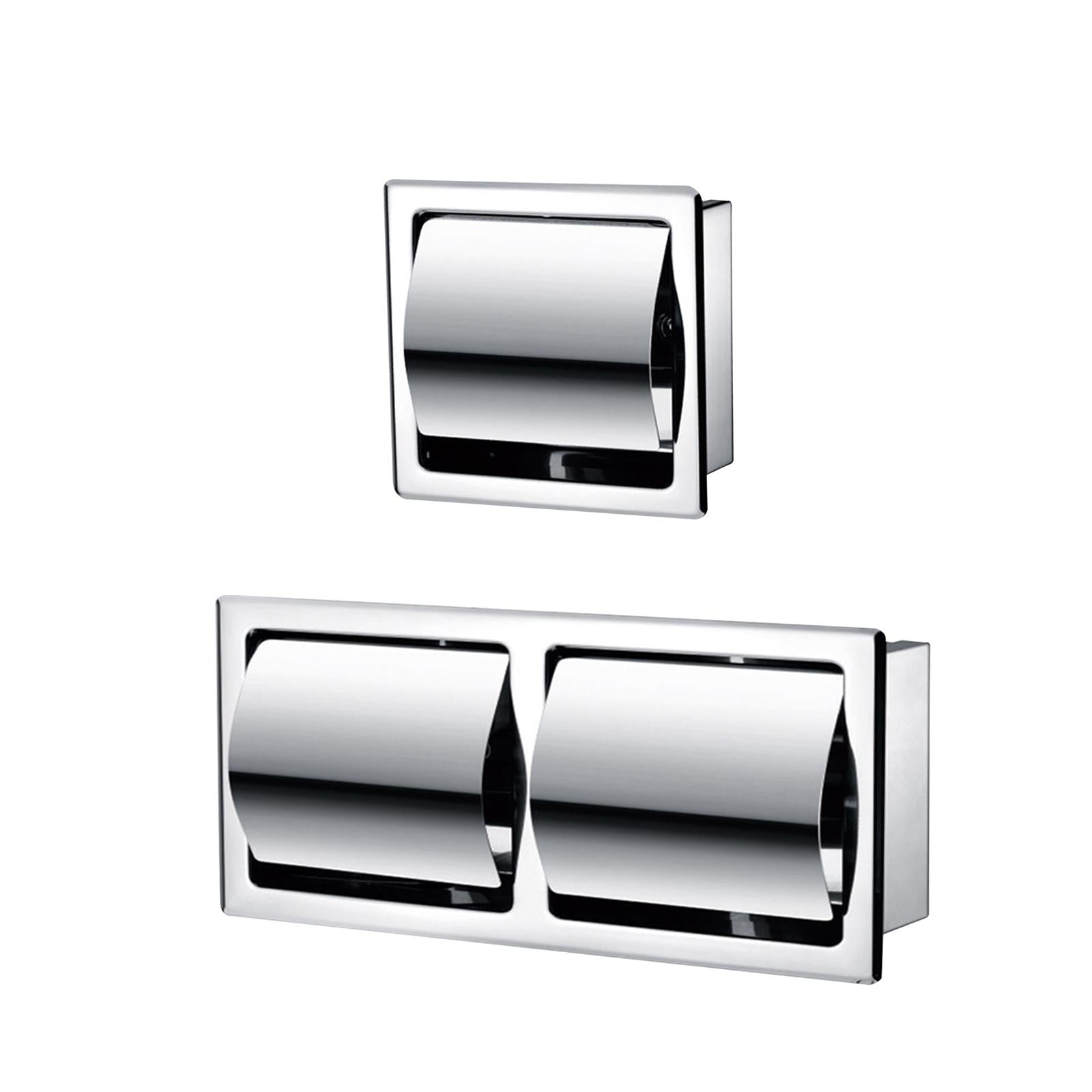 Recessed Toilet Paper Holder Sturdy Wall Mount for Restroom Washroom Kitchen Single