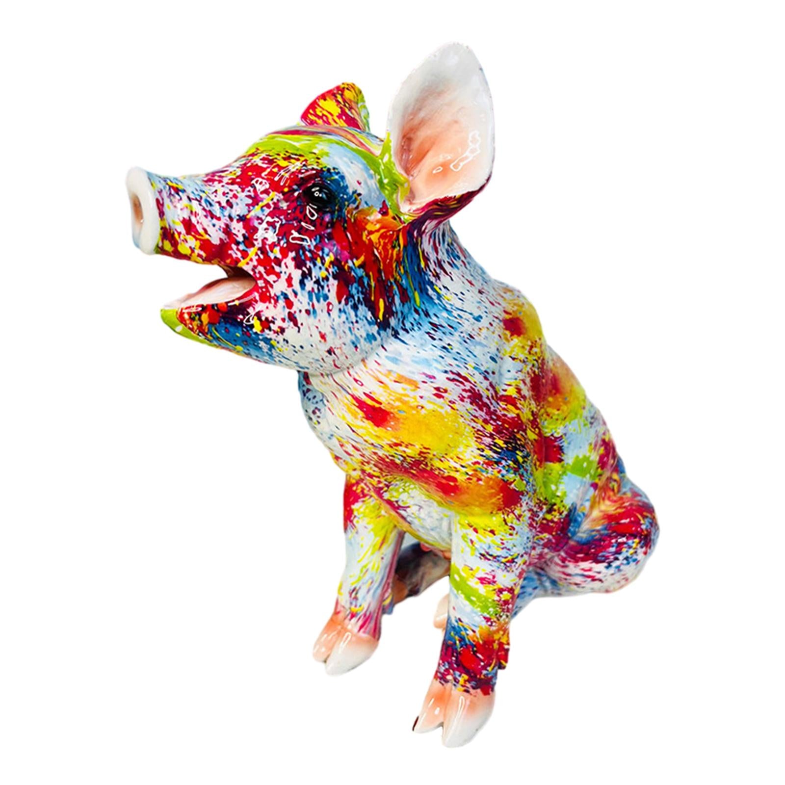 Piggy Sculpture Creative Art Gifts Animal Statue for Cabinets Office Bedroom Style B