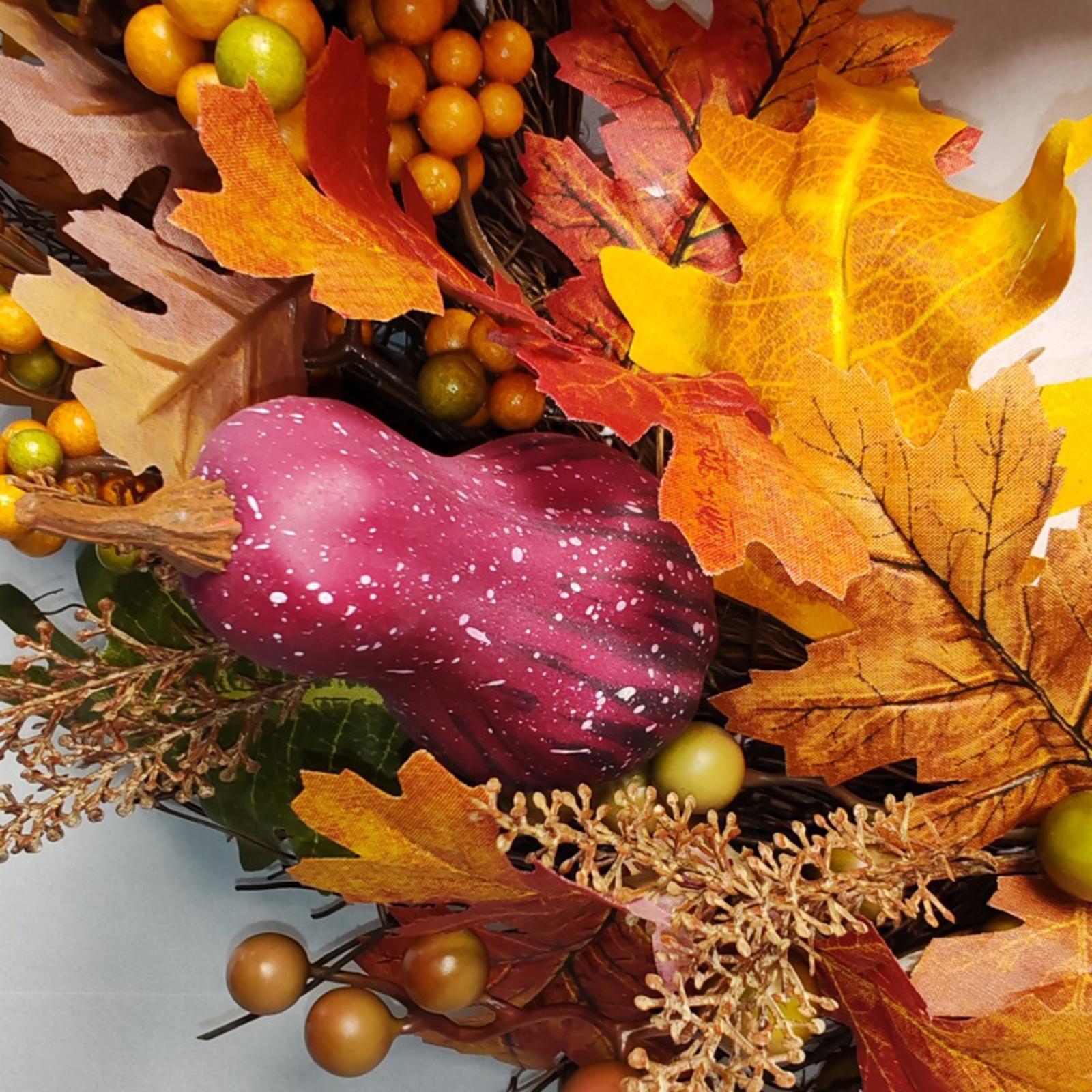 Autumn Pumpkin Wreath Decorative Harvest Door Wreath for Holiday Wall Indoor