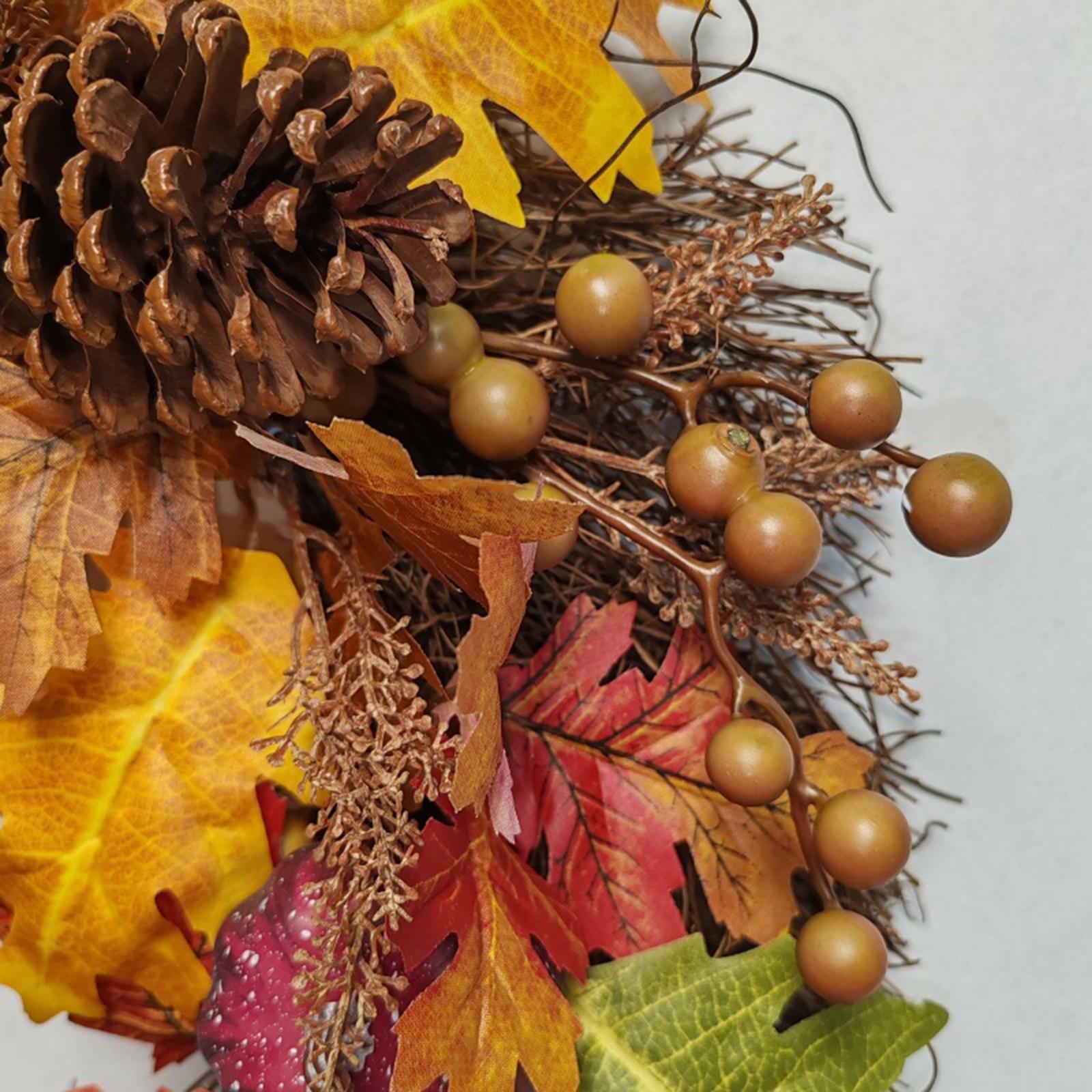 Autumn Pumpkin Wreath Decorative Harvest Door Wreath for Holiday Wall Indoor