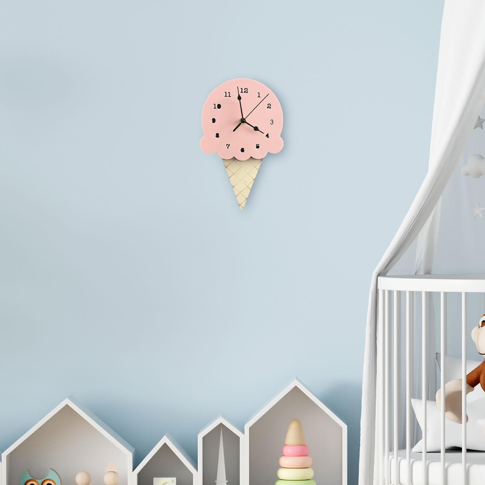 Wall Clock Simple Wall Decorative Clock for Living Room Kids Wall Home Decor Pink