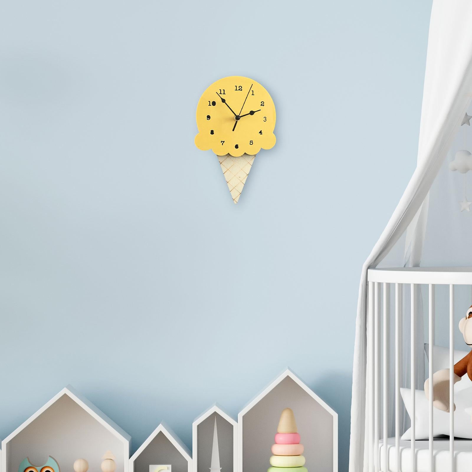 Wall Clock Simple Wall Decorative Clock for Living Room Kids Wall Home Decor Yellow