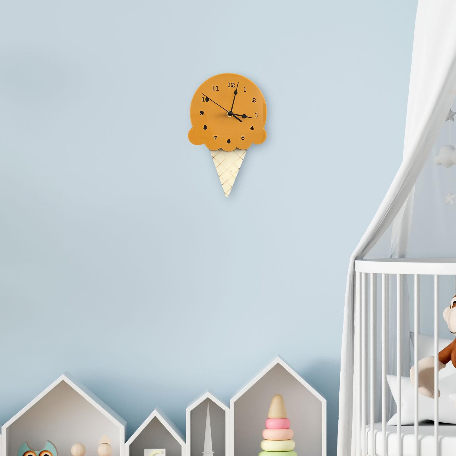 Wall Clock Simple Wall Decorative Clock for Living Room Kids Wall Home Decor Dark Yellow