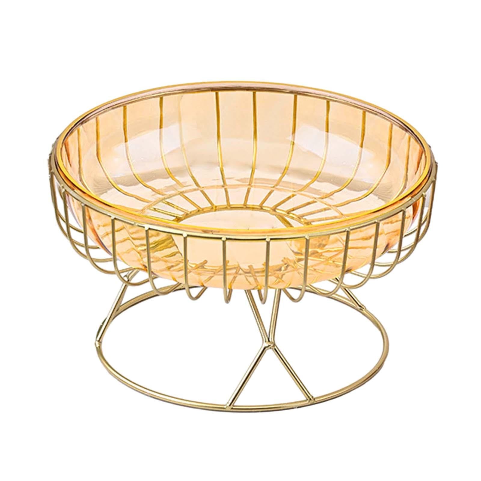 Metal Wire Fruit Basket Removable Fruit Bowl for Pantry Dining Table Counter Yellow M