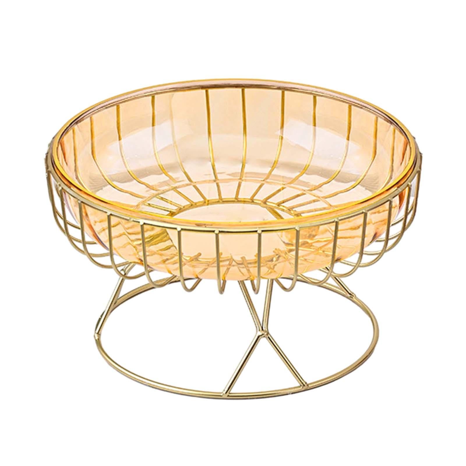 Metal Wire Fruit Basket Removable Fruit Bowl for Pantry Dining Table Counter Yellow M