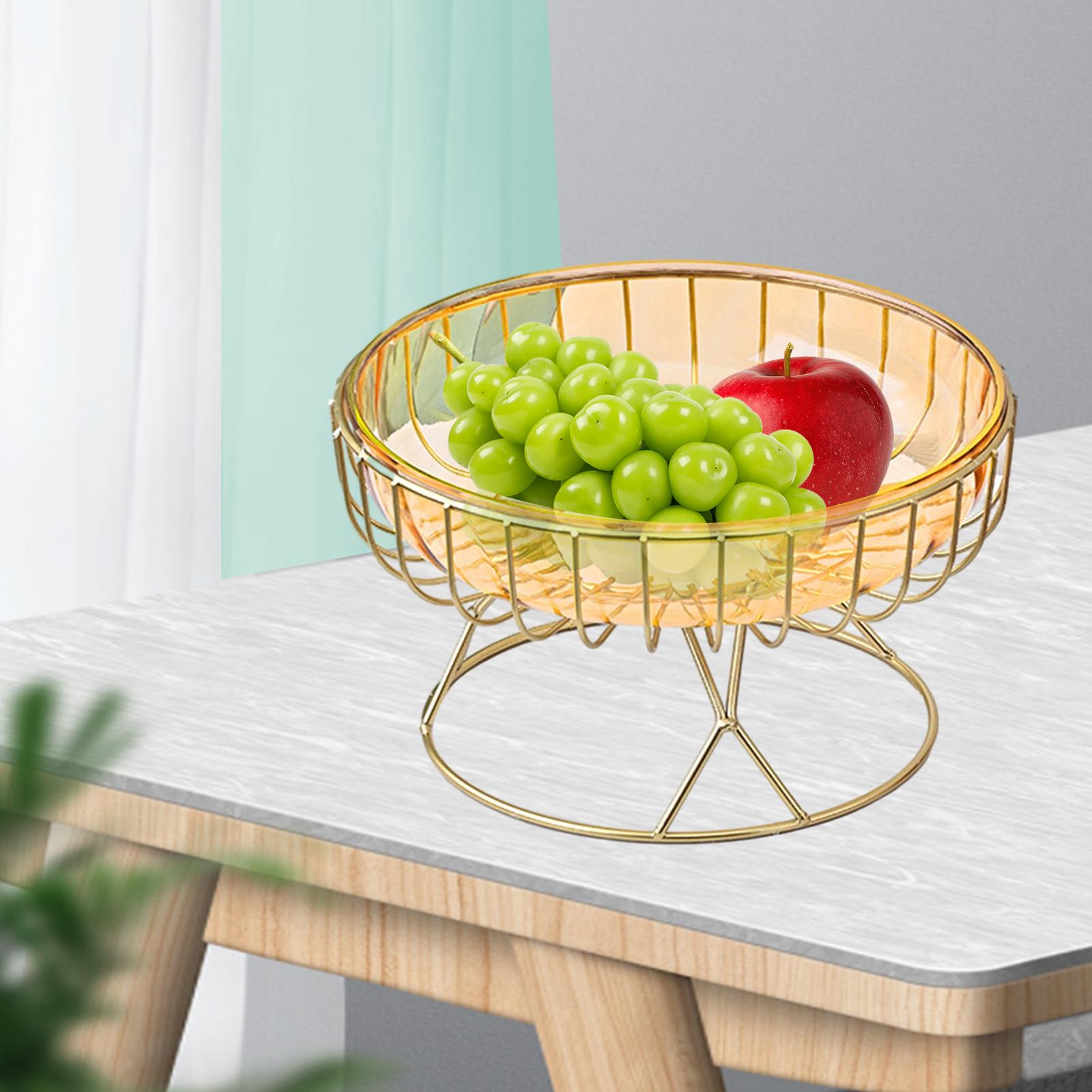 Metal Wire Fruit Basket Removable Fruit Bowl for Pantry Dining Table Counter Yellow M