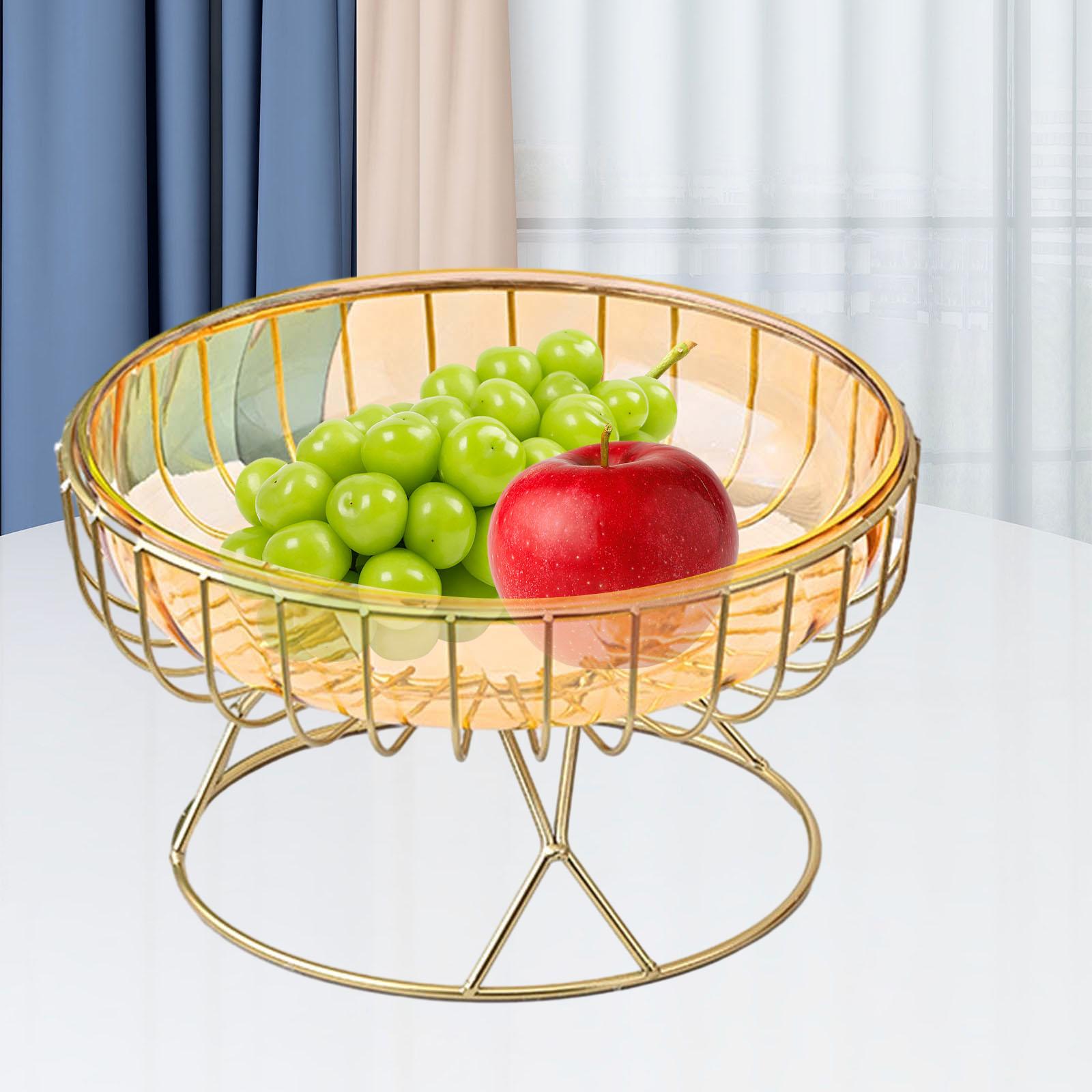 Metal Wire Fruit Basket Removable Fruit Bowl for Pantry Dining Table Counter Yellow M