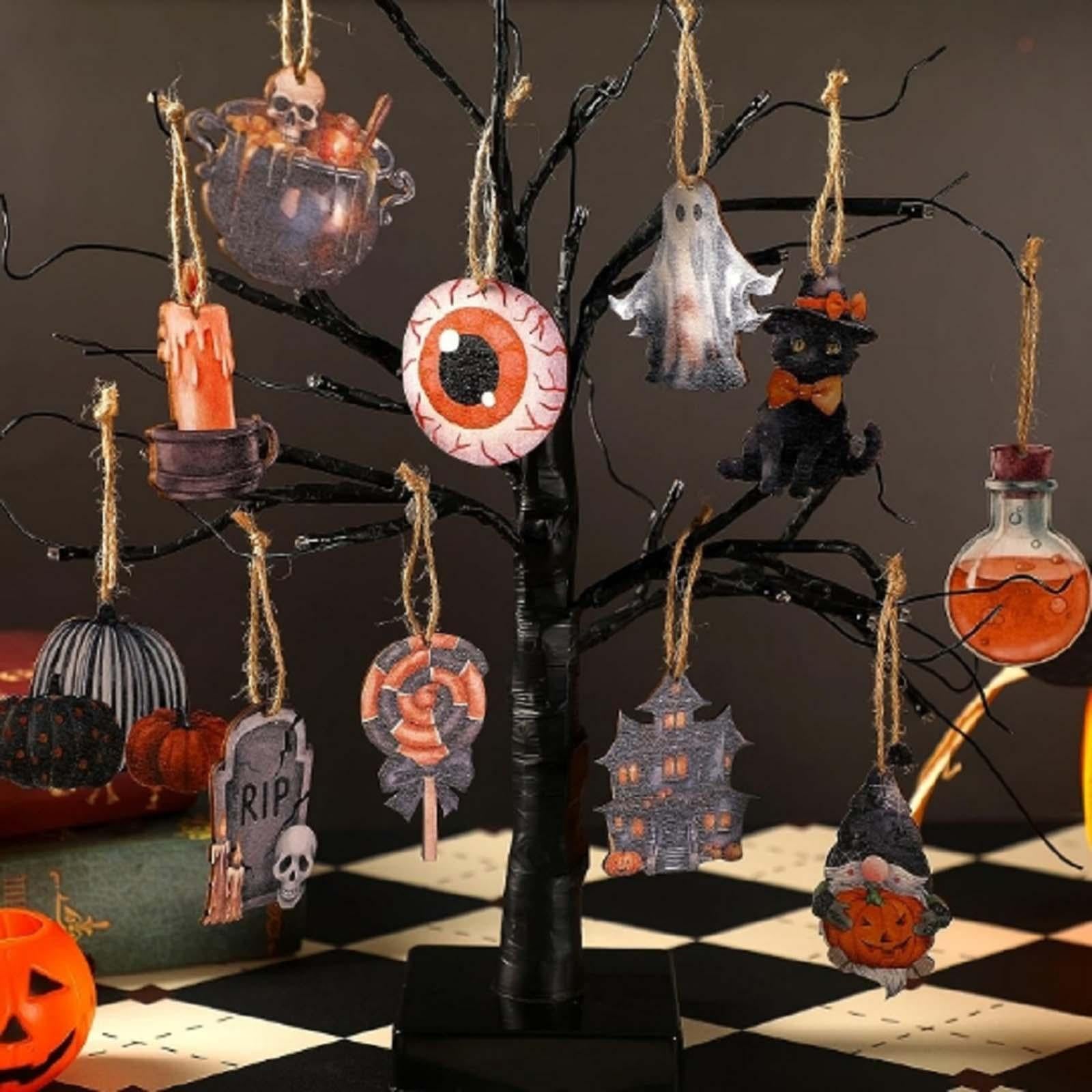 36 Pieces Halloween Decoration Pendant Black Cat for Patio Front Yard Garden