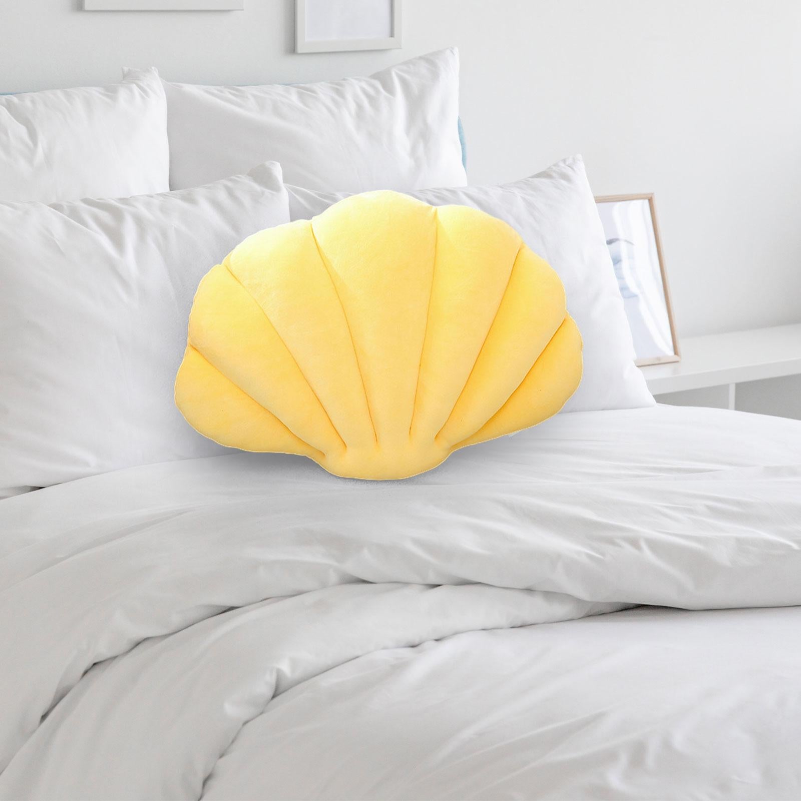 Shell Decorative Pillow Clam Pillow Floor Cushion for Living Room Bed Office Yellow