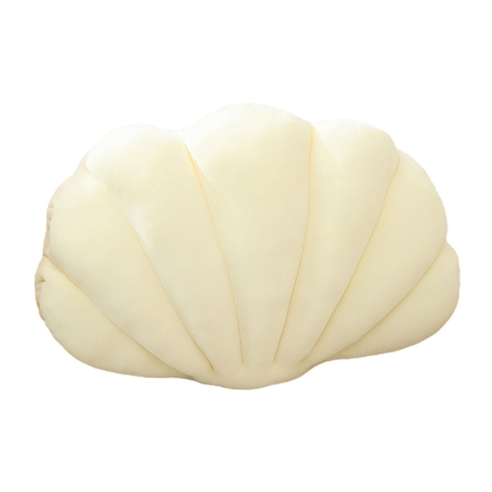Shell Decorative Pillow Clam Pillow Floor Cushion for Living Room Bed Office White