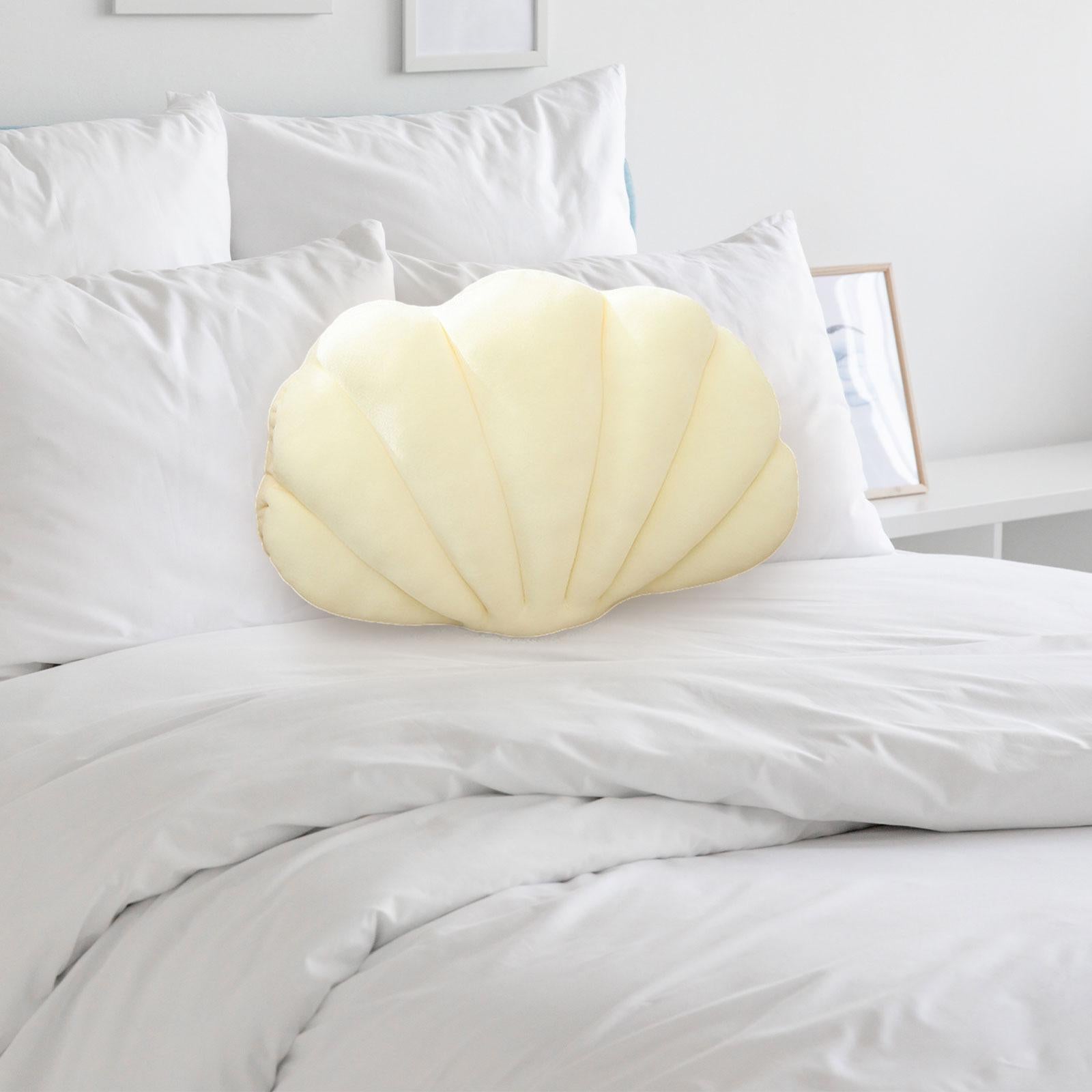 Shell Decorative Pillow Clam Pillow Floor Cushion for Living Room Bed Office White