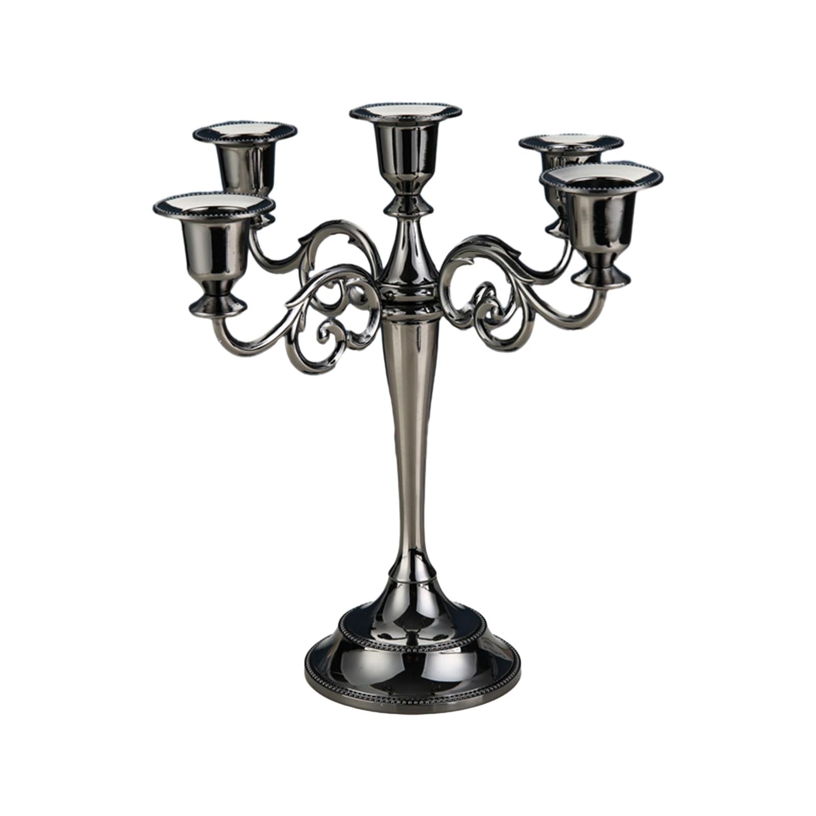 Candle Holder 5 Arm Candelabra for Housewarming Gift Dining Room Anniversary Black