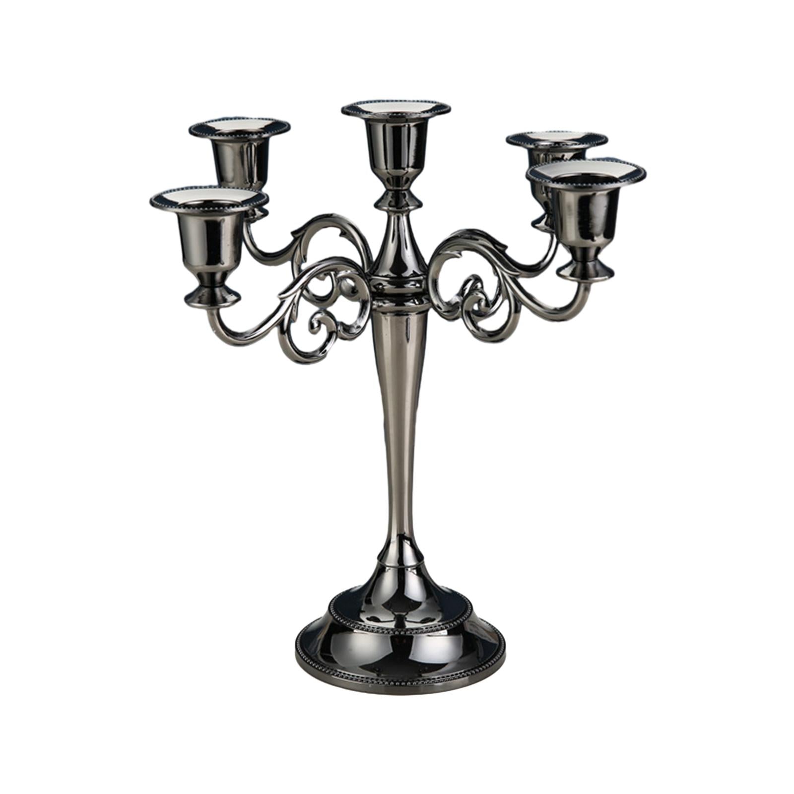 Candle Holder 5 Arm Candelabra for Housewarming Gift Dining Room Anniversary Black