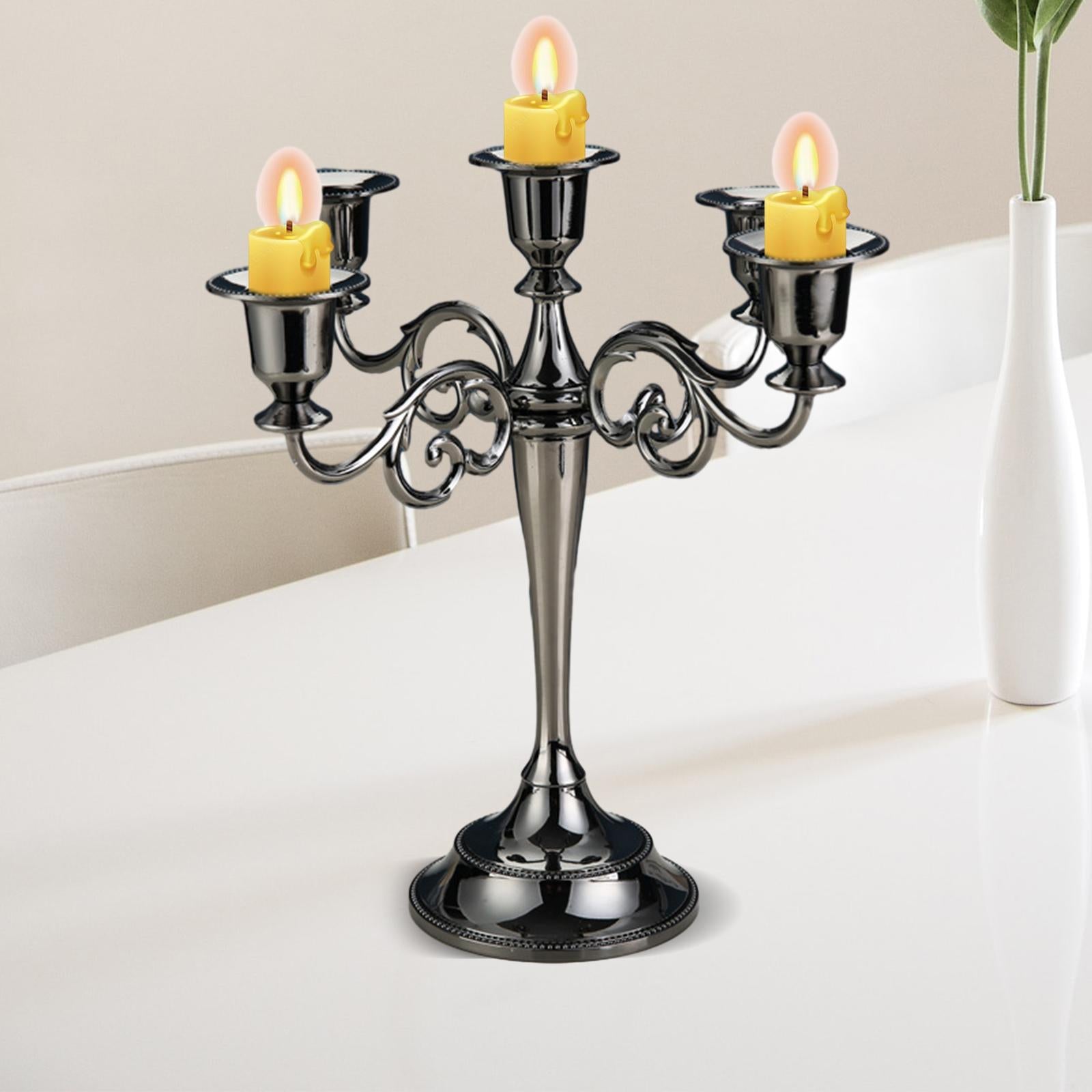 Candle Holder 5 Arm Candelabra for Housewarming Gift Dining Room Anniversary Black