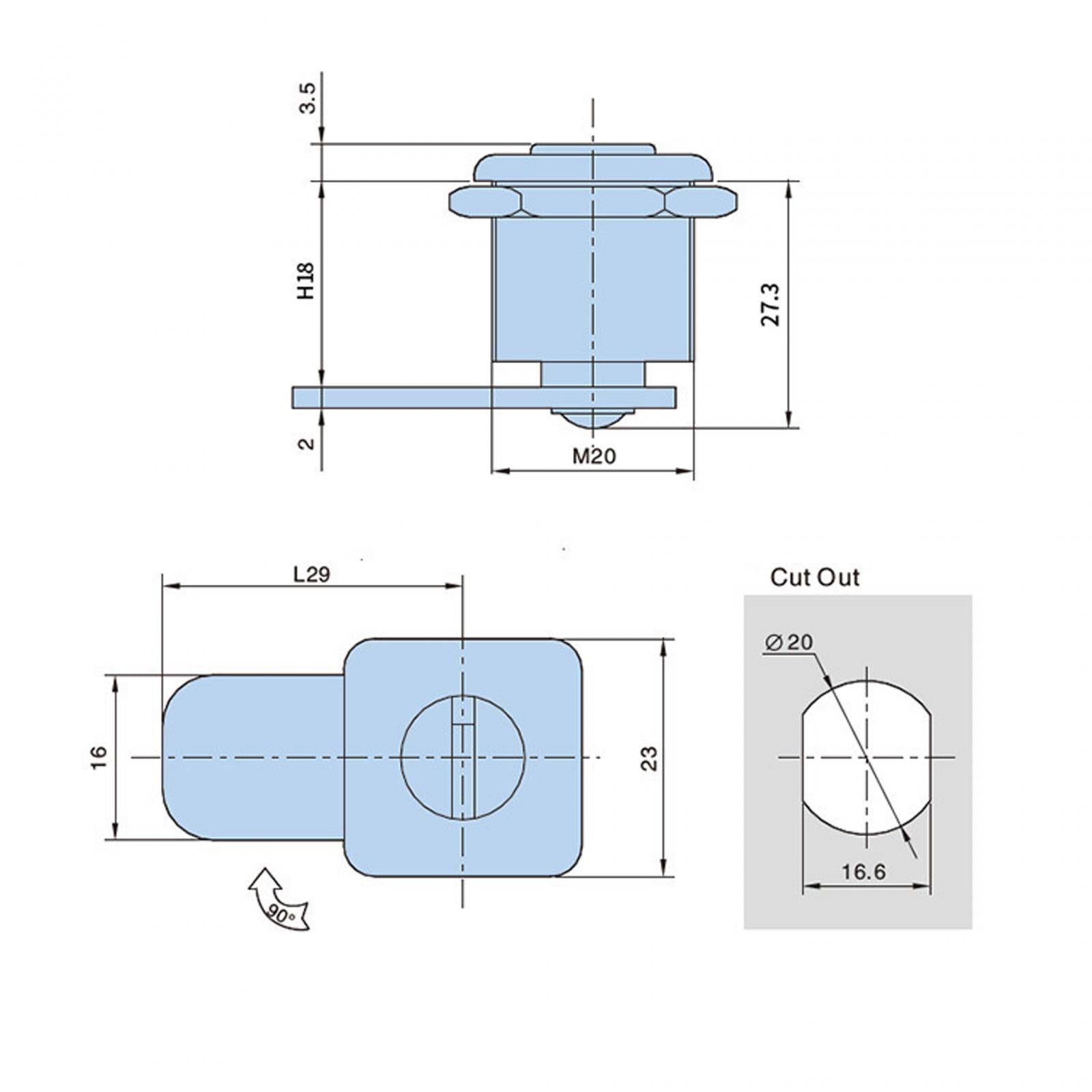 cam Lock 1-10mm Door Thickness Hardware for Showcase File Drawer Vehicle