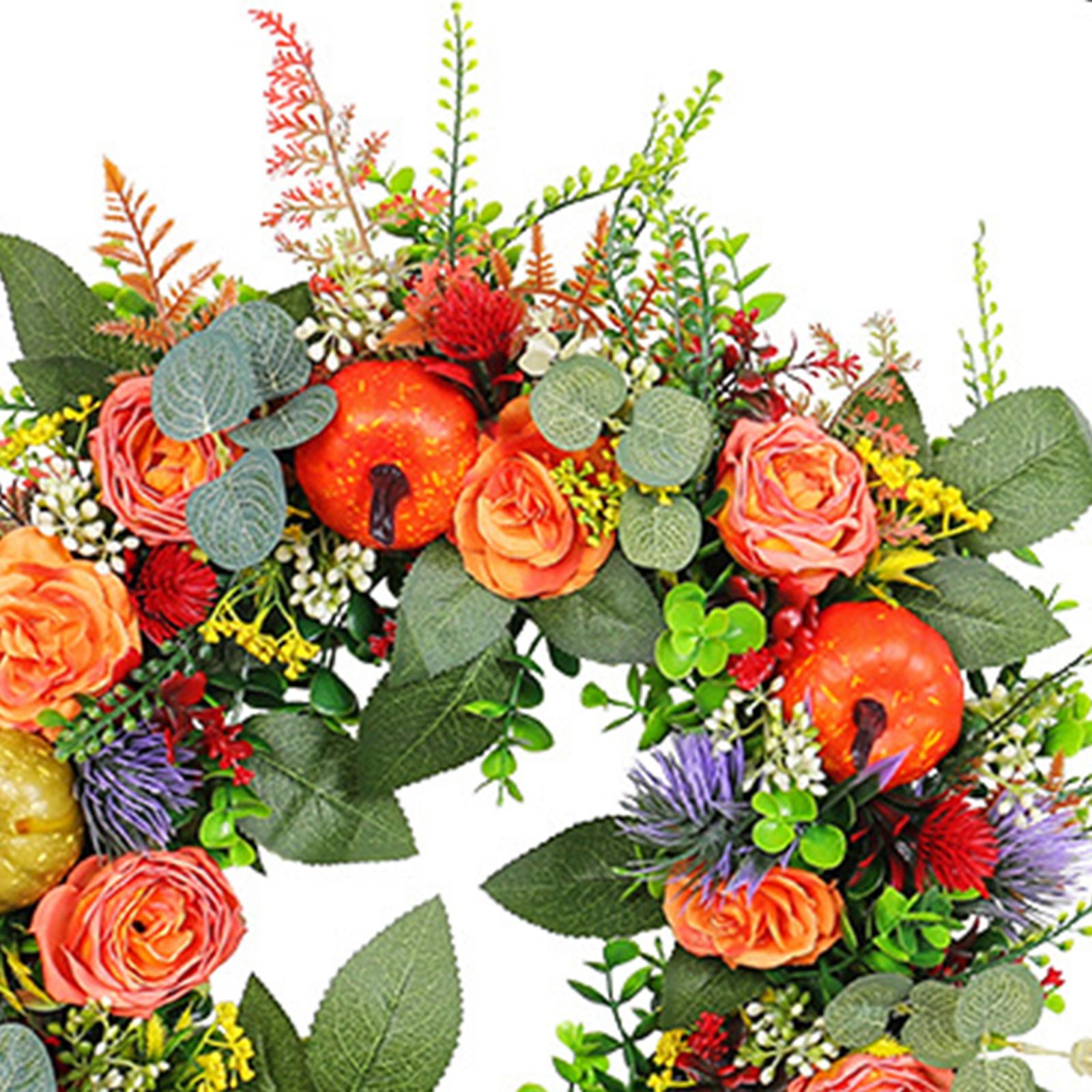 Fall Wreaths Autumn Harvest Artificial Flowers Wreath for Holiday Home Porch