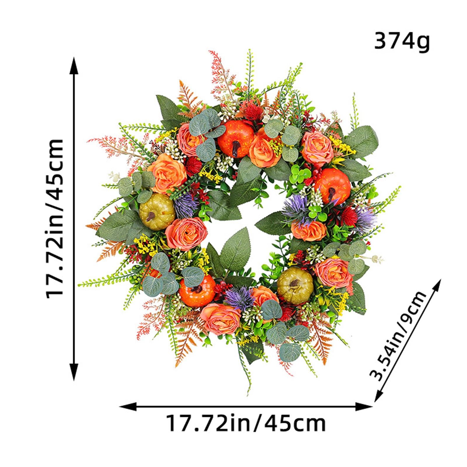 Fall Wreaths Autumn Harvest Artificial Flowers Wreath for Holiday Home Porch