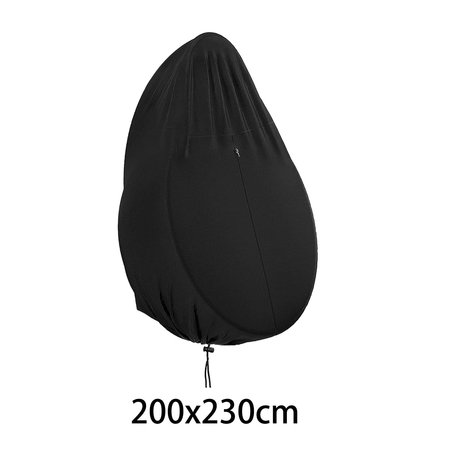 Garden Patio Hanging Chair Cover Black with Zipper Sturdy 210D Oxford Fabric 200x230cm