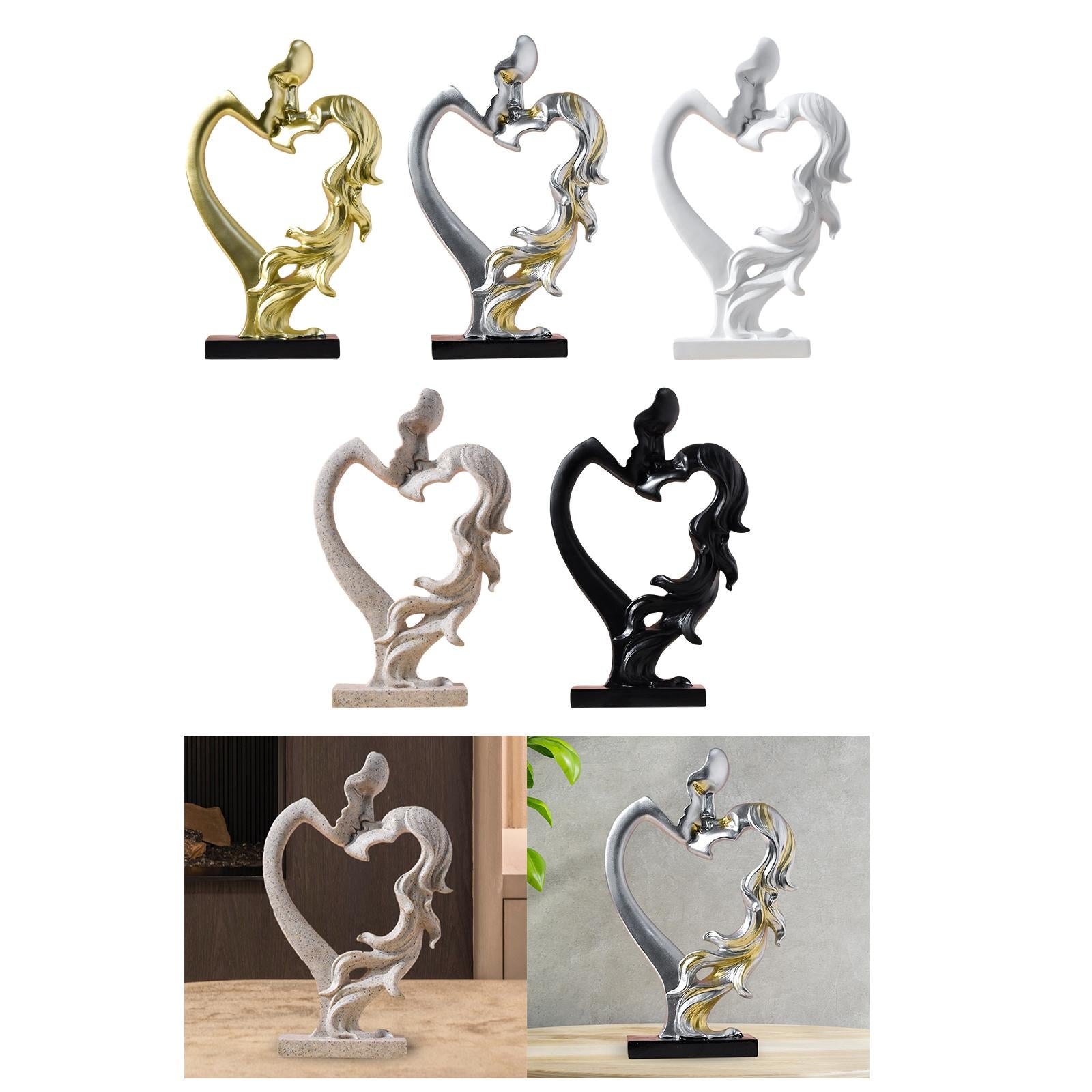 Kissing Couple Figurine Nordic Style for Entrance Cabinet Wedding Home Decor Gold