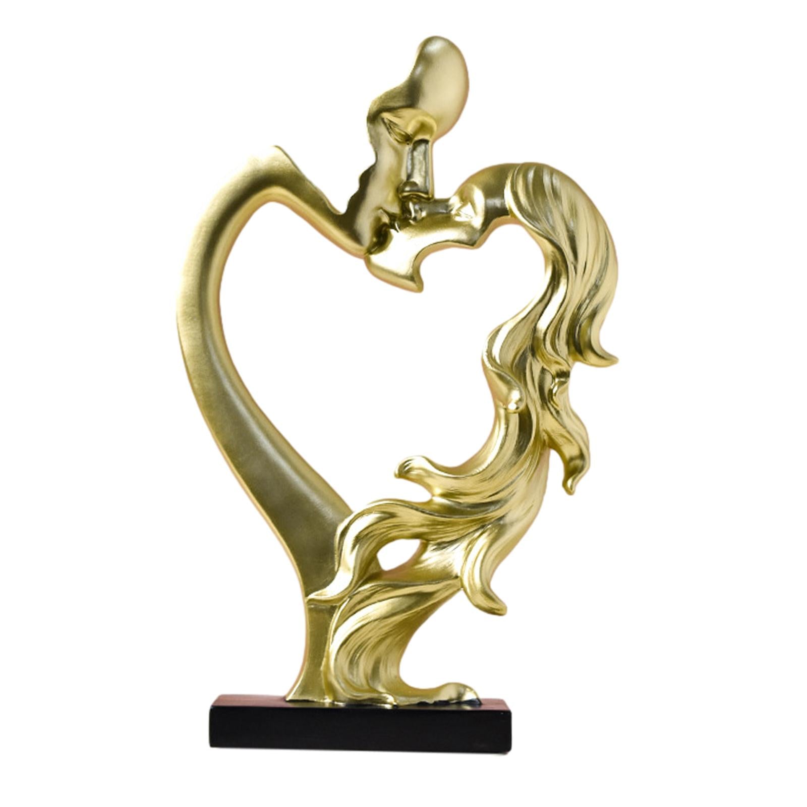 Kissing Couple Figurine Nordic Style for Entrance Cabinet Wedding Home Decor Gold