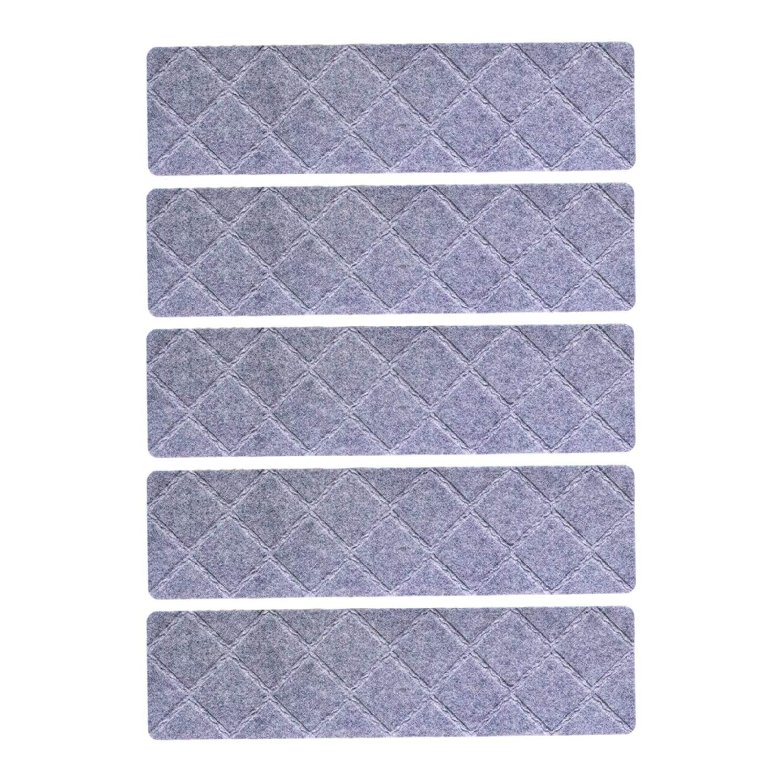 5 Pieces Stair Mats Polyester Soft Edging Stair Rugs for Wooden Steps Elders Light Gray