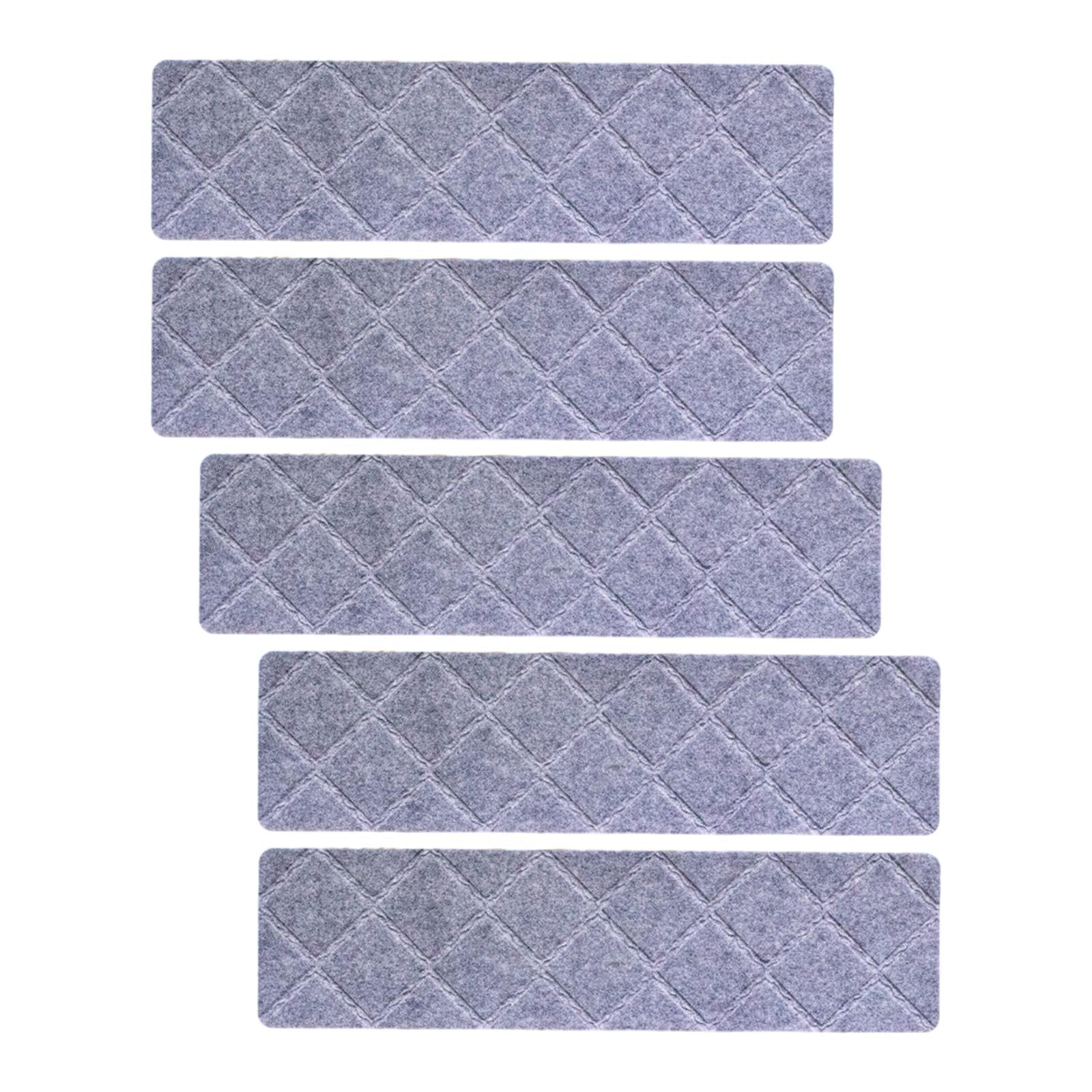 5 Pieces Stair Mats Polyester Soft Edging Stair Rugs for Wooden Steps Elders Light Gray