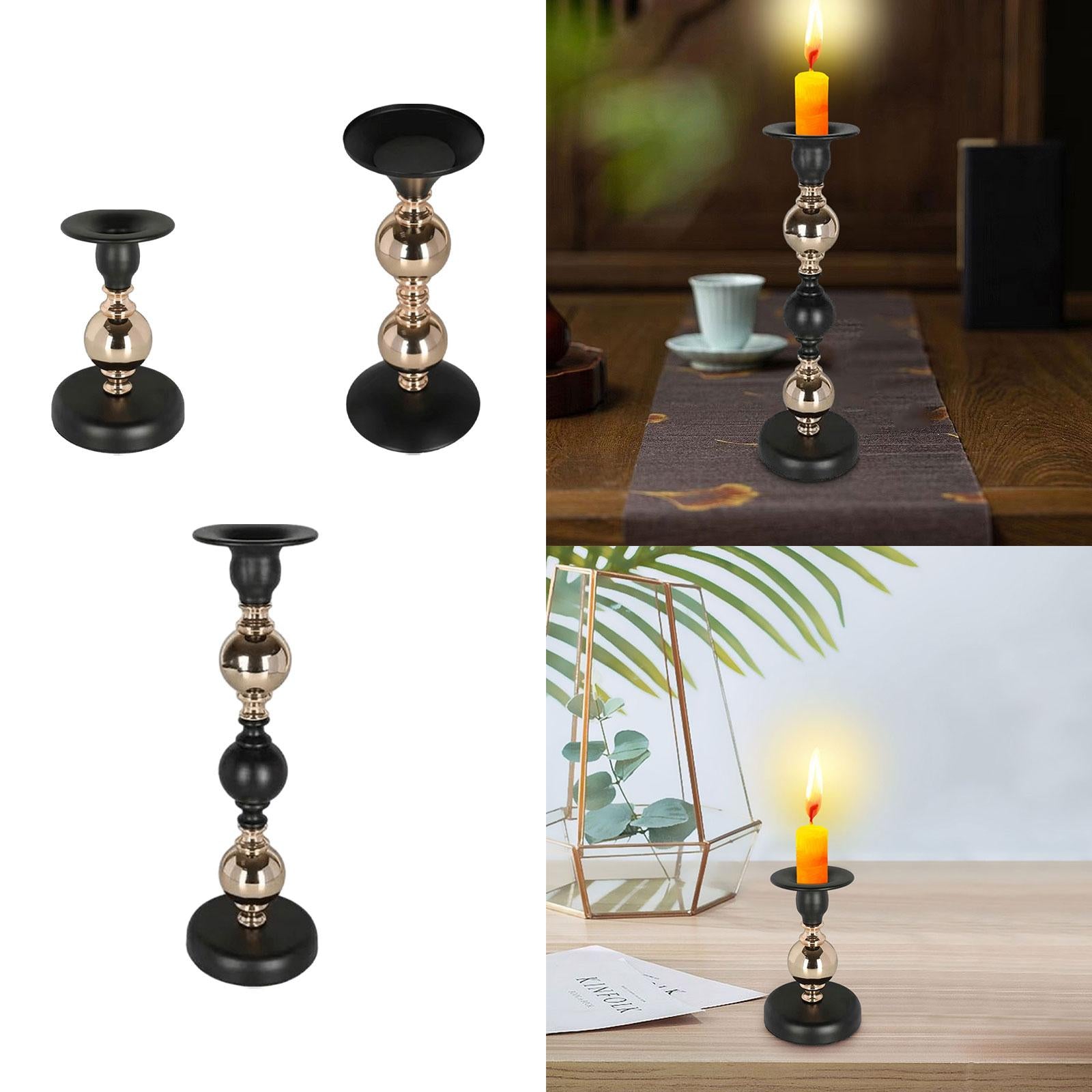 Metal Iron Taper Candle Holder Table Centerpiece Home Decoration for Bedroom Size S