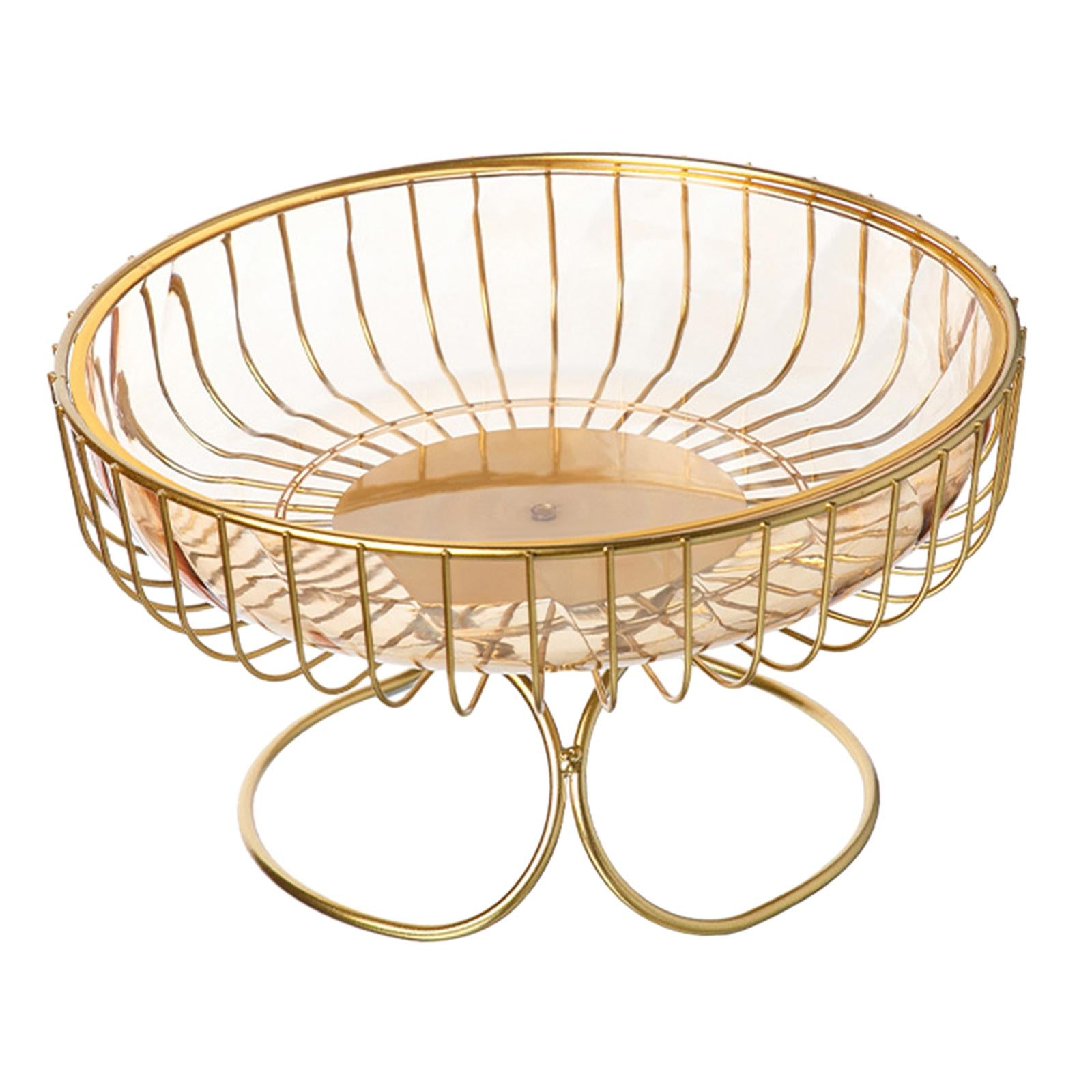 Fruit Bowl Hold Bread Snacks Fruit Storage Basket for Kitchen Party Birthday golden