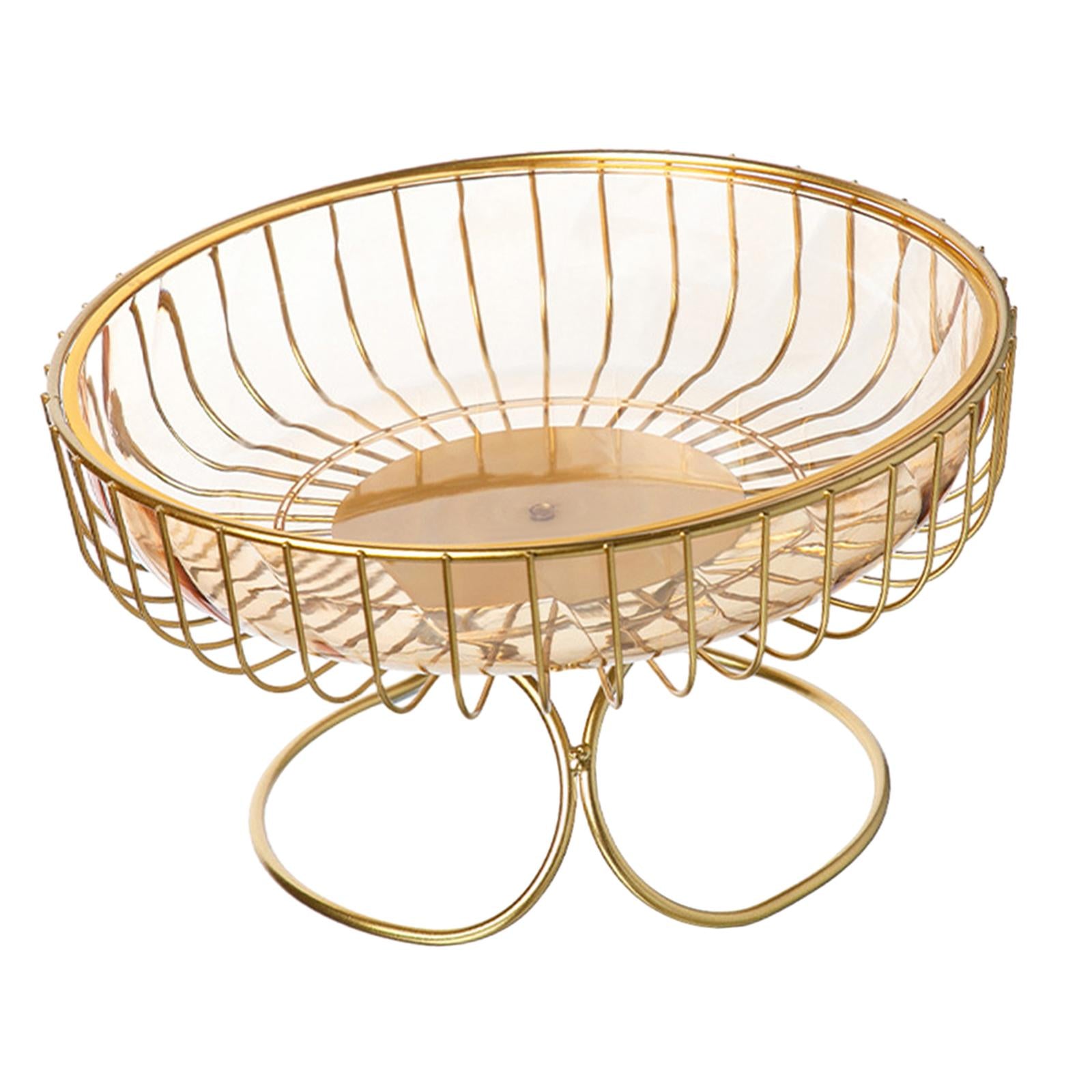 Fruit Bowl Hold Bread Snacks Fruit Storage Basket for Kitchen Party Birthday golden