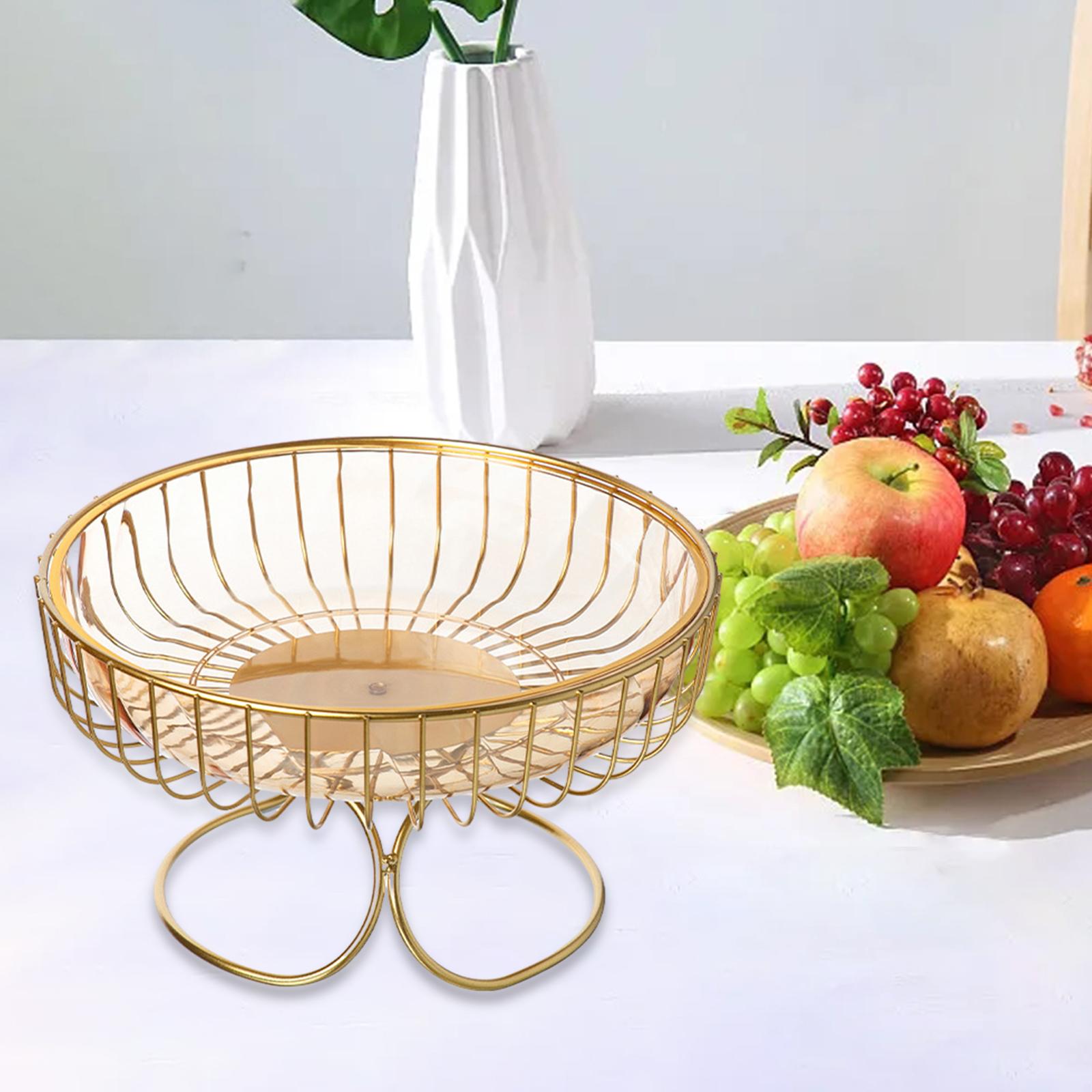 Fruit Bowl Hold Bread Snacks Fruit Storage Basket for Kitchen Party Birthday golden